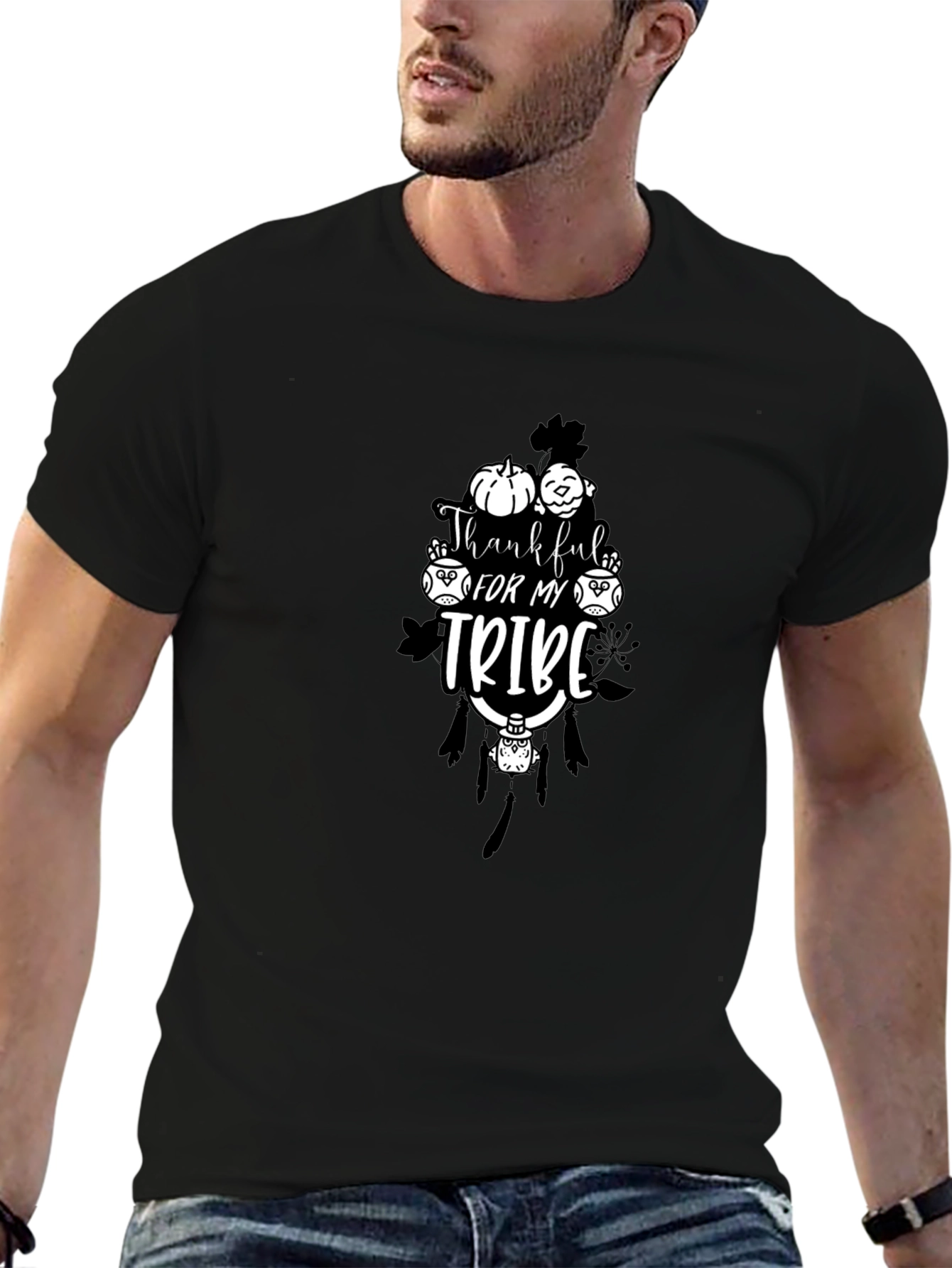 Thankful for My Tribe Black T-Shirt