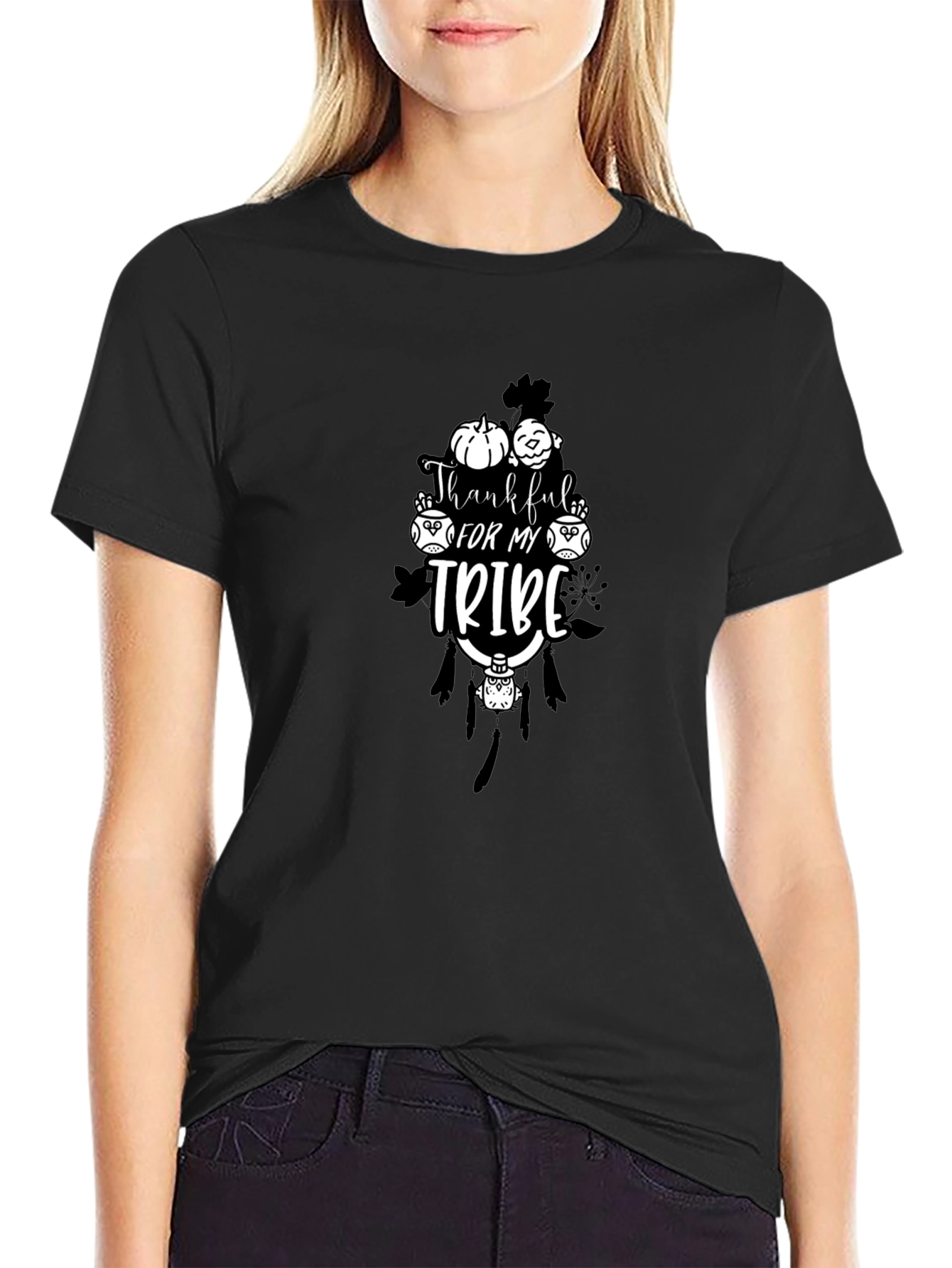 Thankful for My Tribe Black T-Shirt