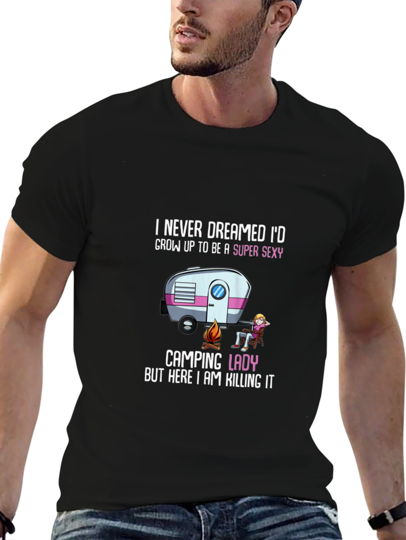 Funny Camping Lady T-Shirt