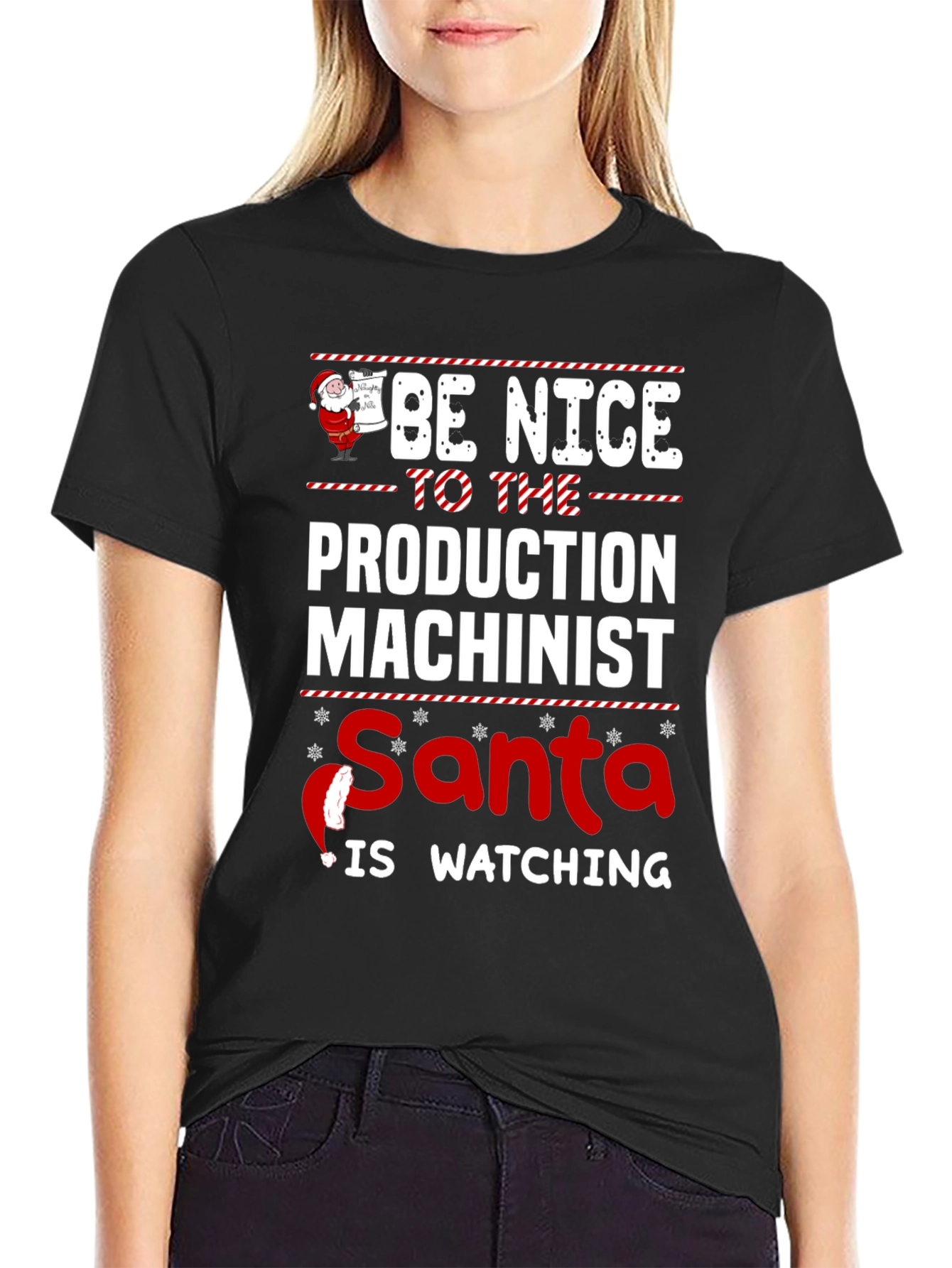 Funny Production Machinist Santa Christmas T-Shirt