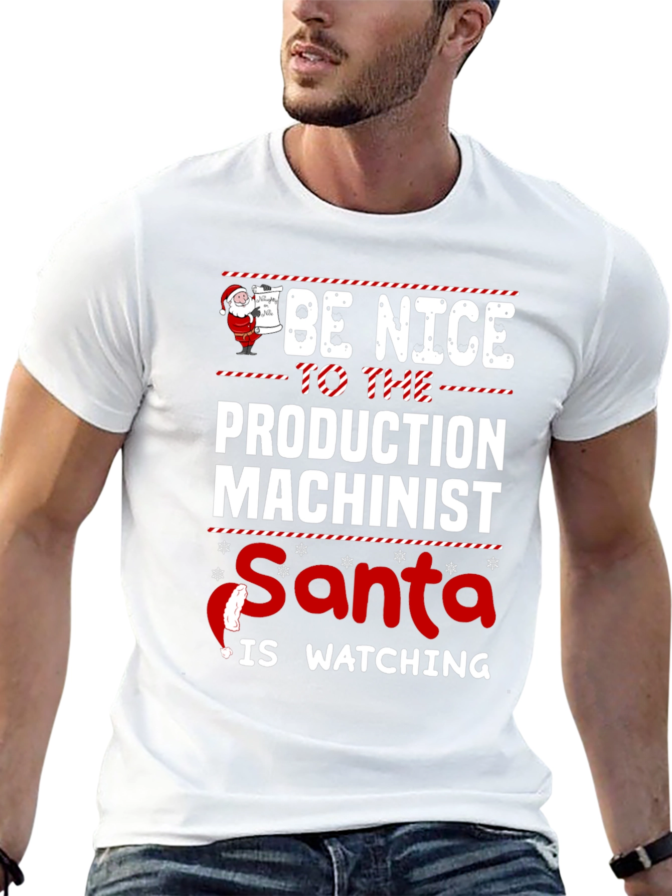 Funny Production Machinist Santa Christmas T-Shirt