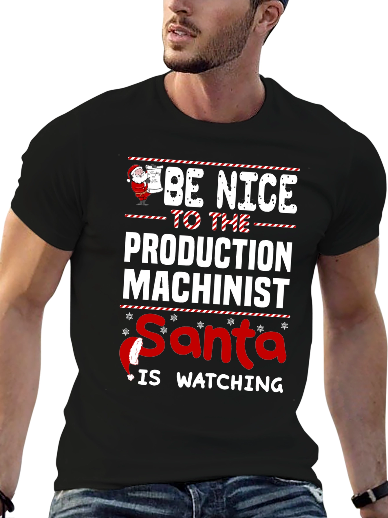 Funny Production Machinist Santa Christmas T-Shirt