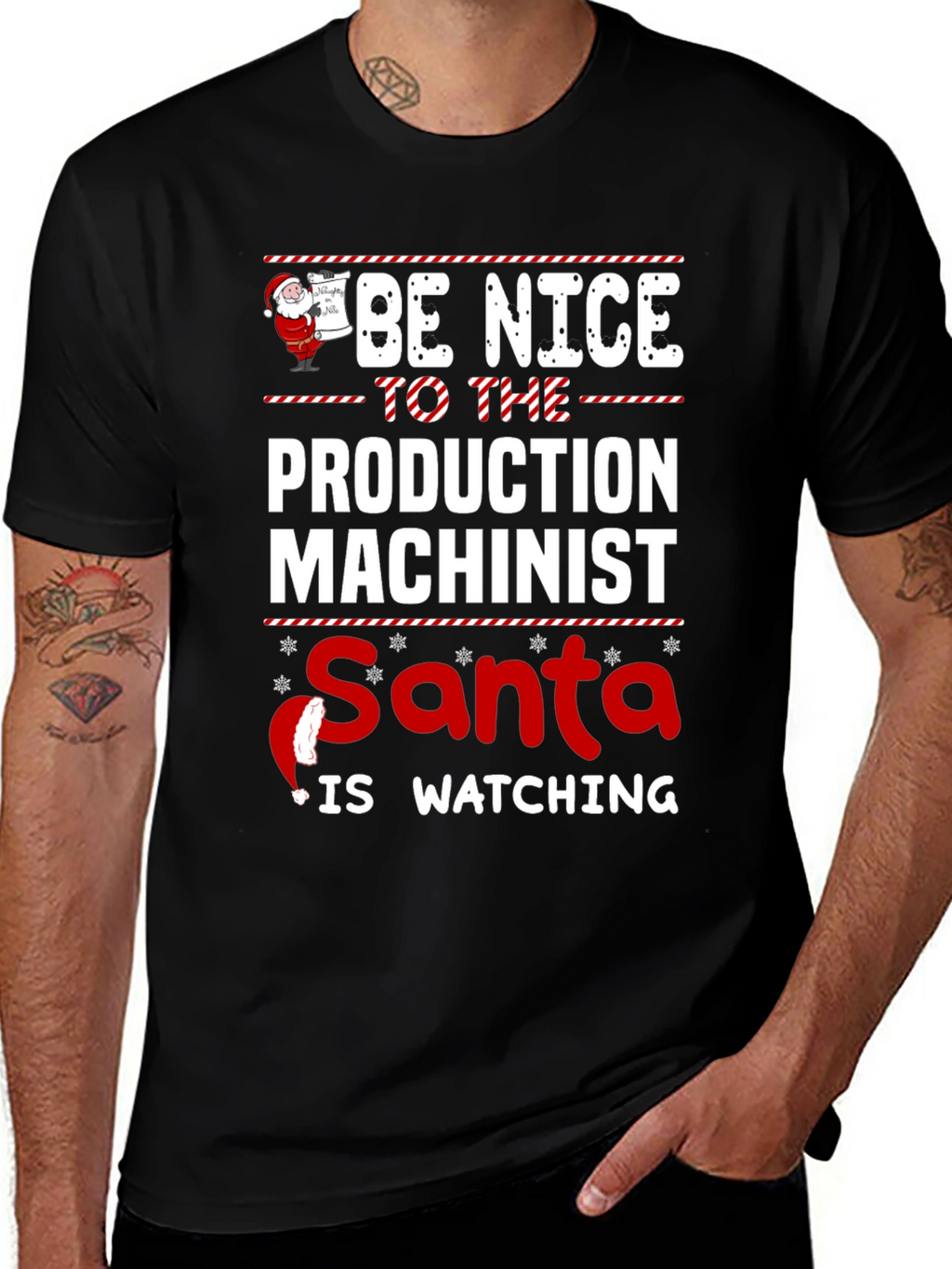 Funny Production Machinist Santa Christmas T-Shirt