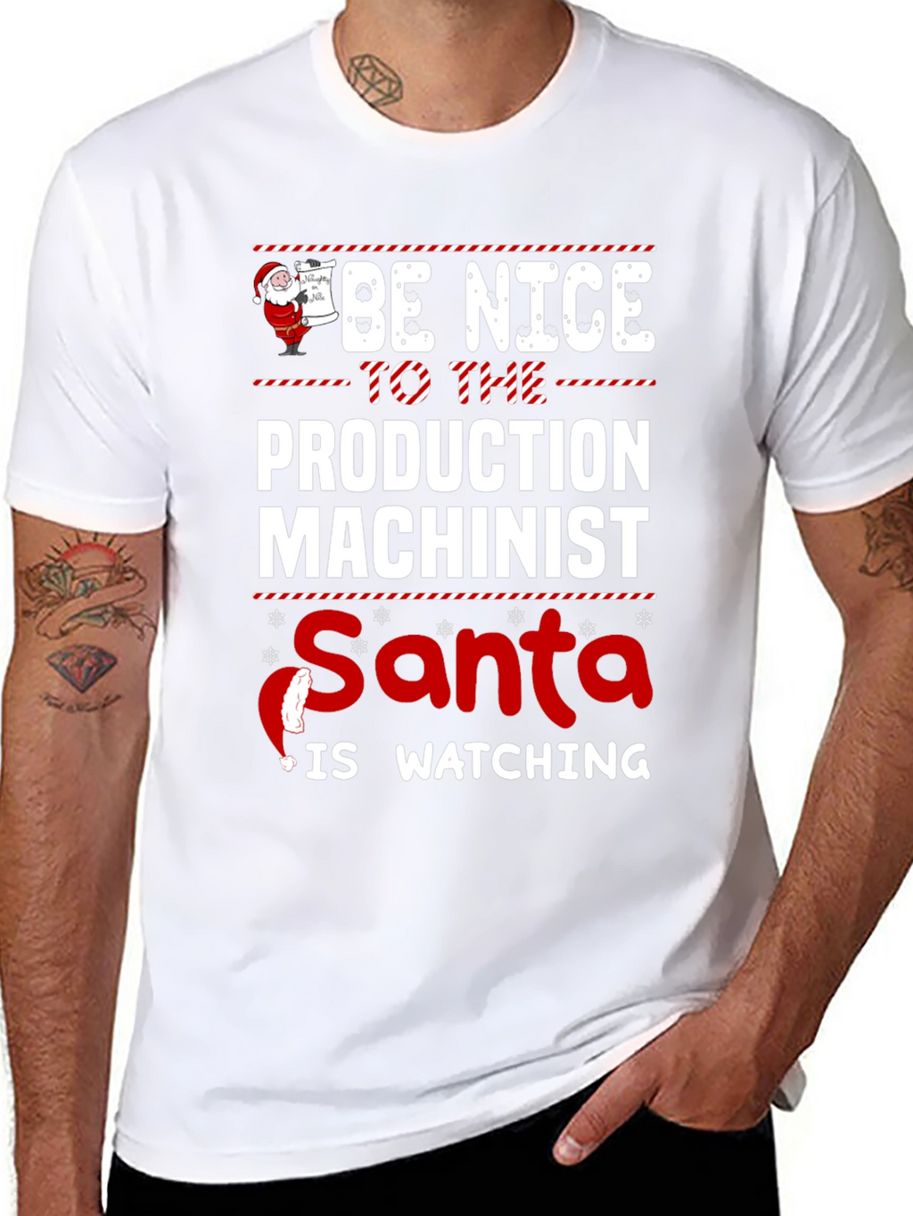 Funny Production Machinist Santa Christmas T-Shirt