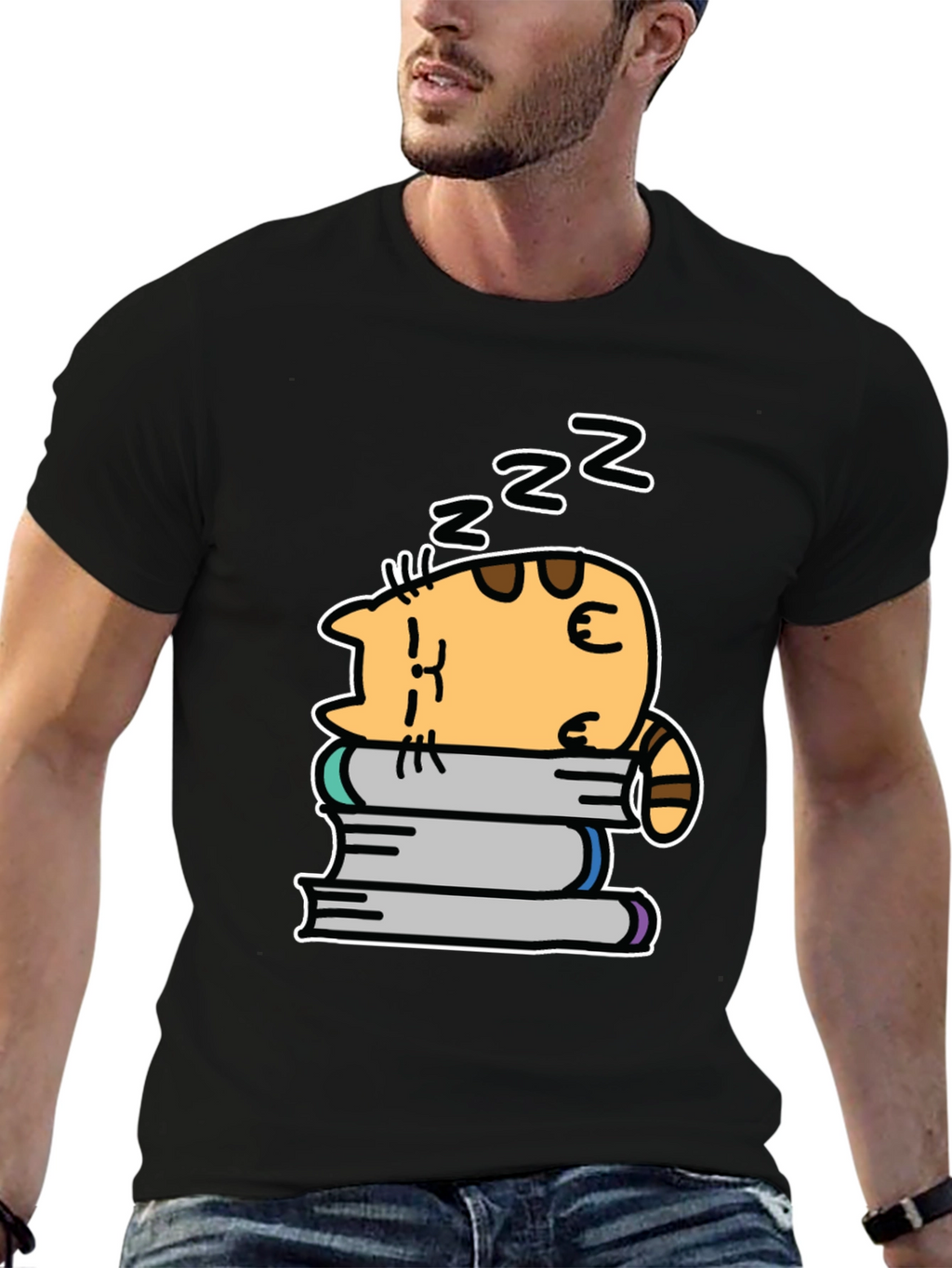 Cute Cat Nap T-Shirt - Unisex Black Tee