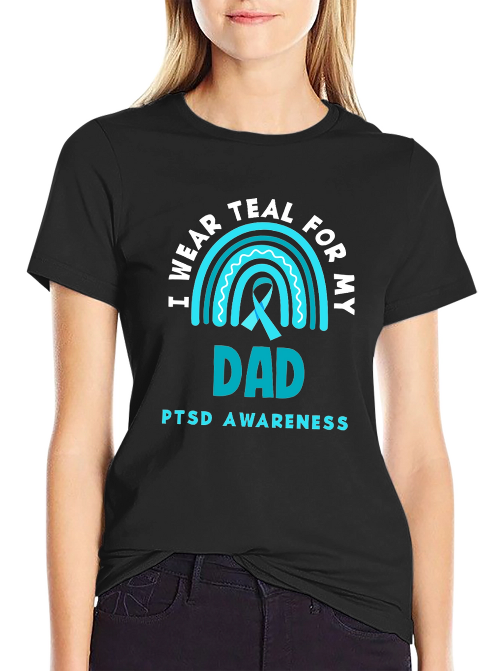 Teal PTSD Awareness Dad T-Shirt