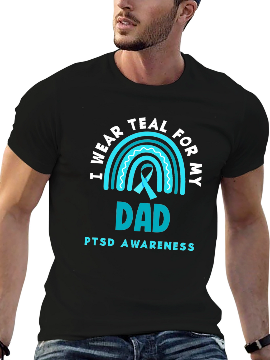 Teal PTSD Awareness Dad T-Shirt