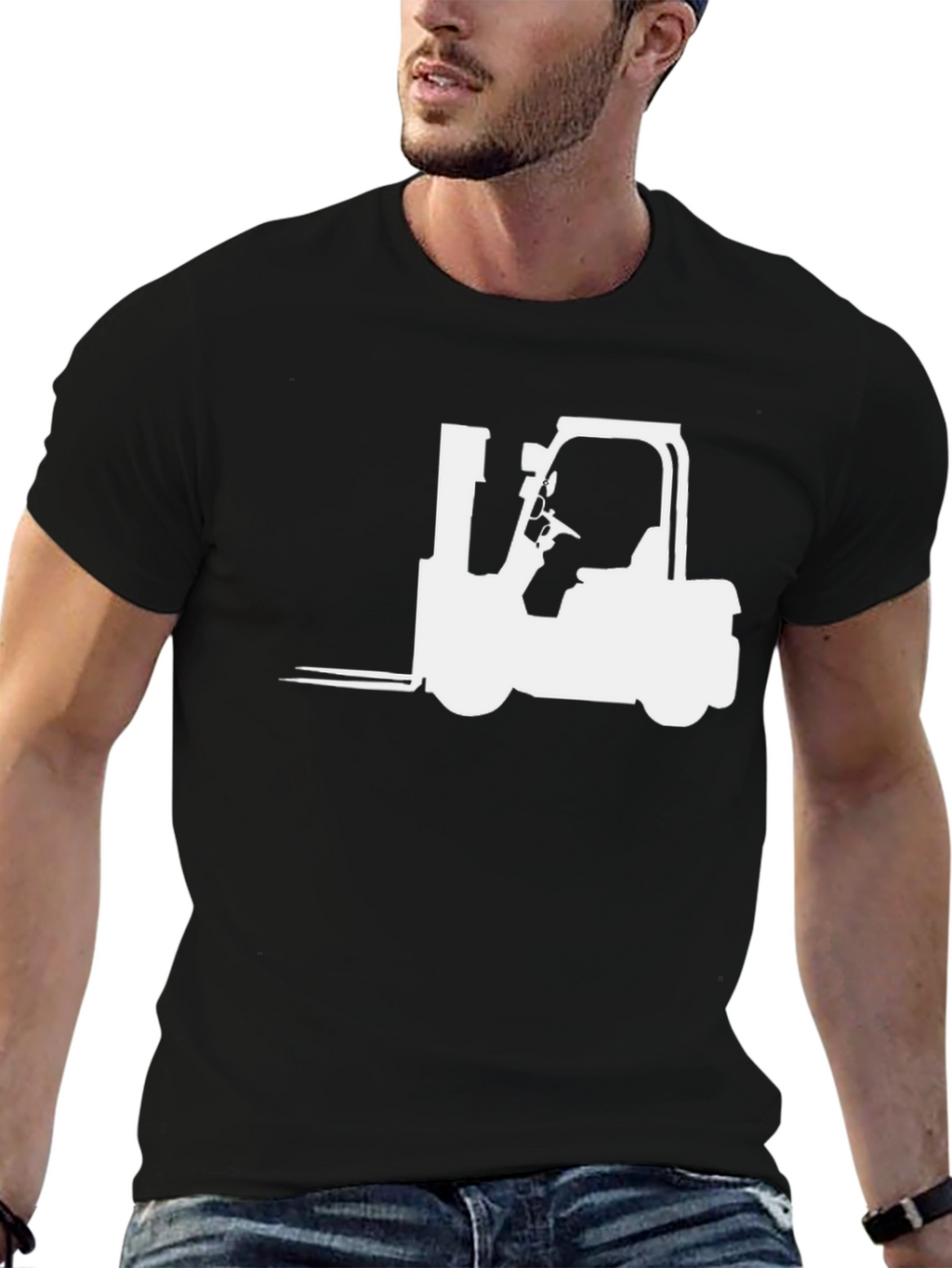 Forklift Graphic Tee - Black Cotton Blend