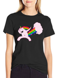 Dabbing Unicorn Rainbow Fart Black T-Shirt
