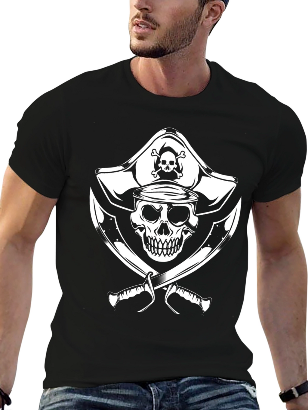 Pirate Skull & Swords Black T-Shirt
