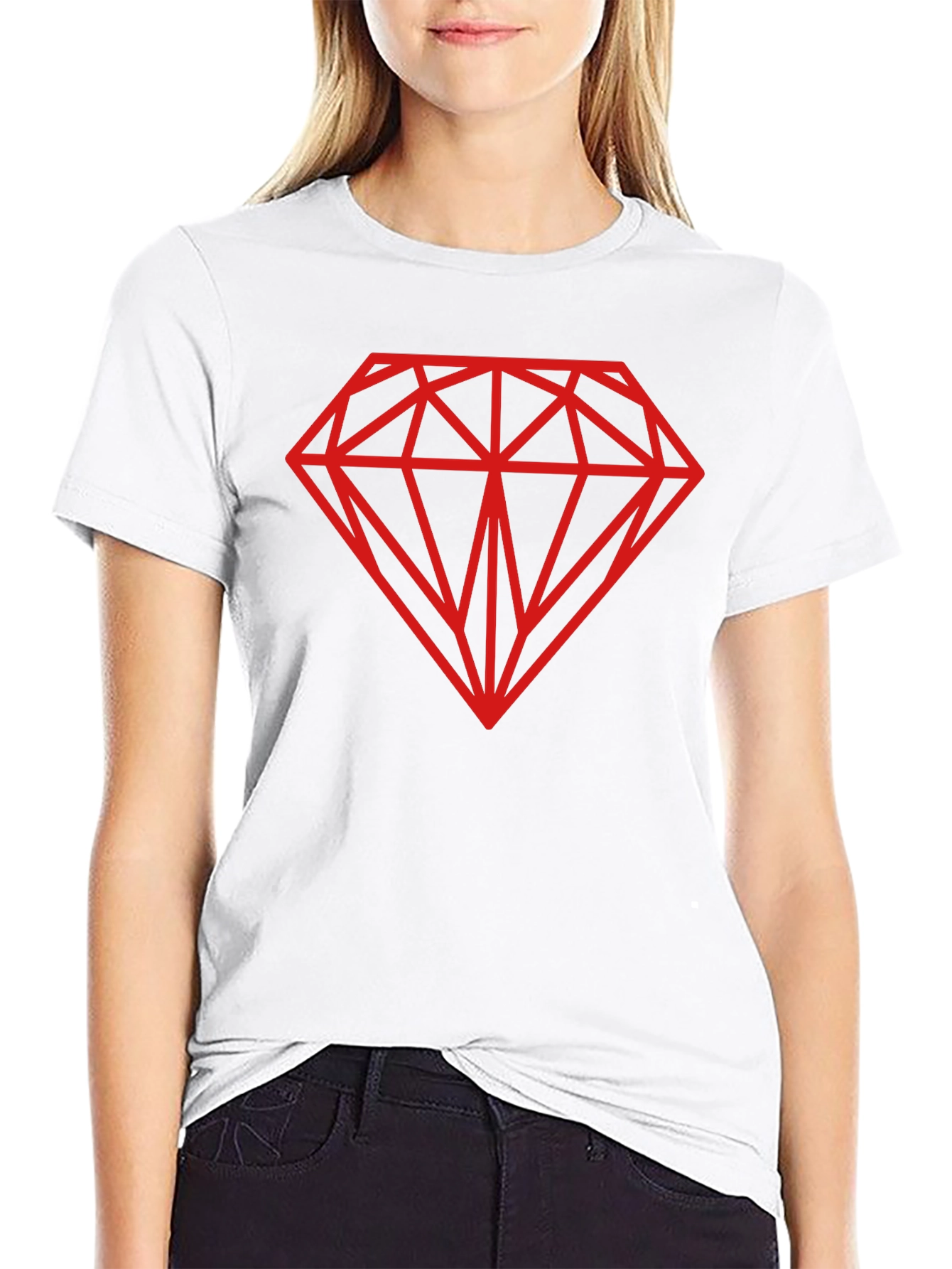 Black T-Shirt with Red Diamond Graphic