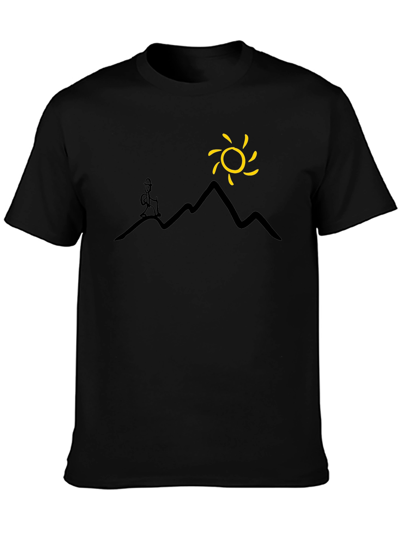 Mountains & Sun Graphic Tee - Black Casual T-Shirt
