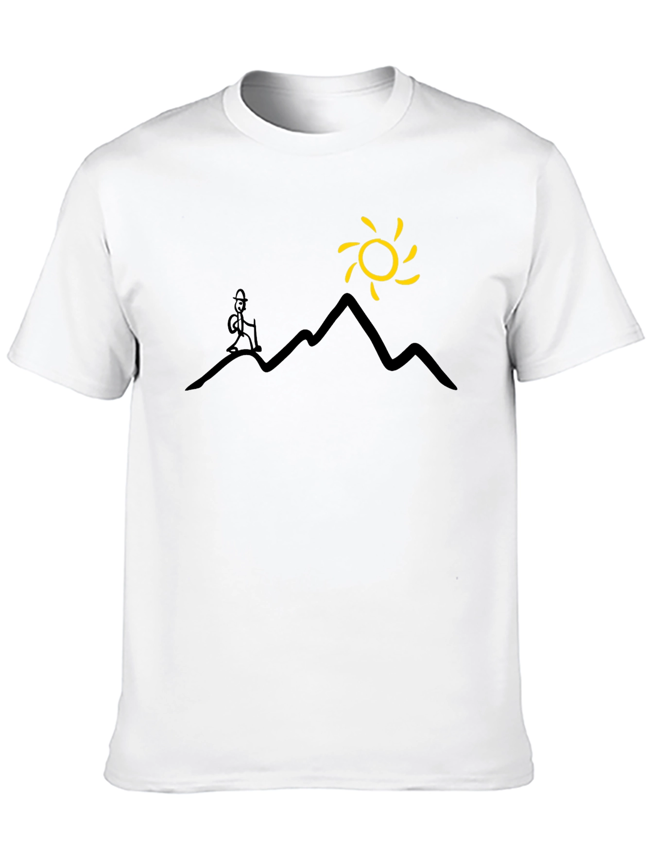 Mountains & Sun Graphic Tee - Black Casual T-Shirt