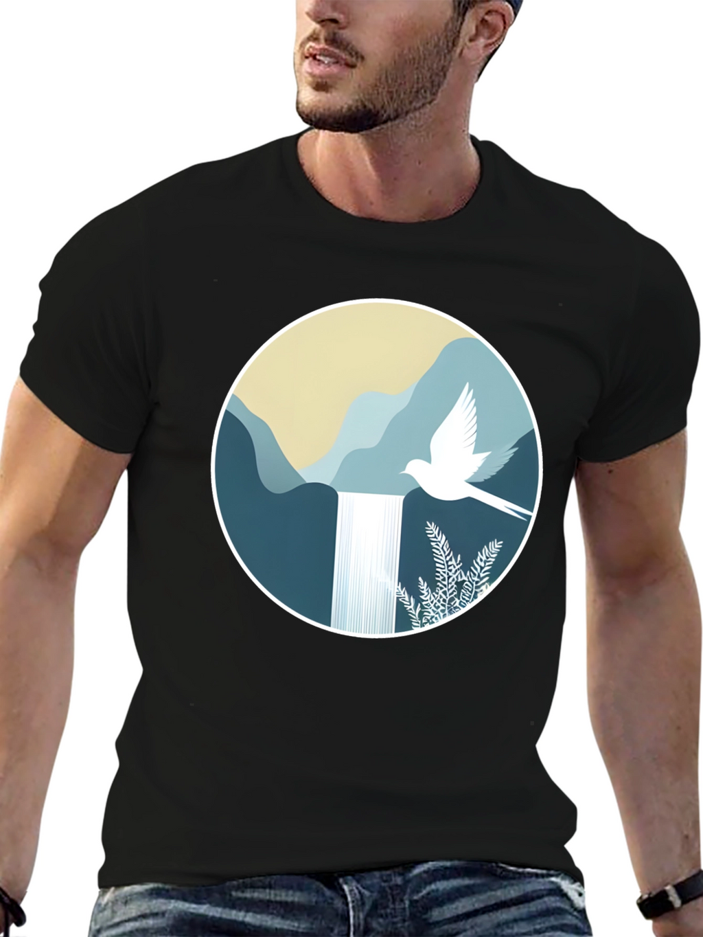 Nature Dove Graphic Tee - Mens Black T-Shirt