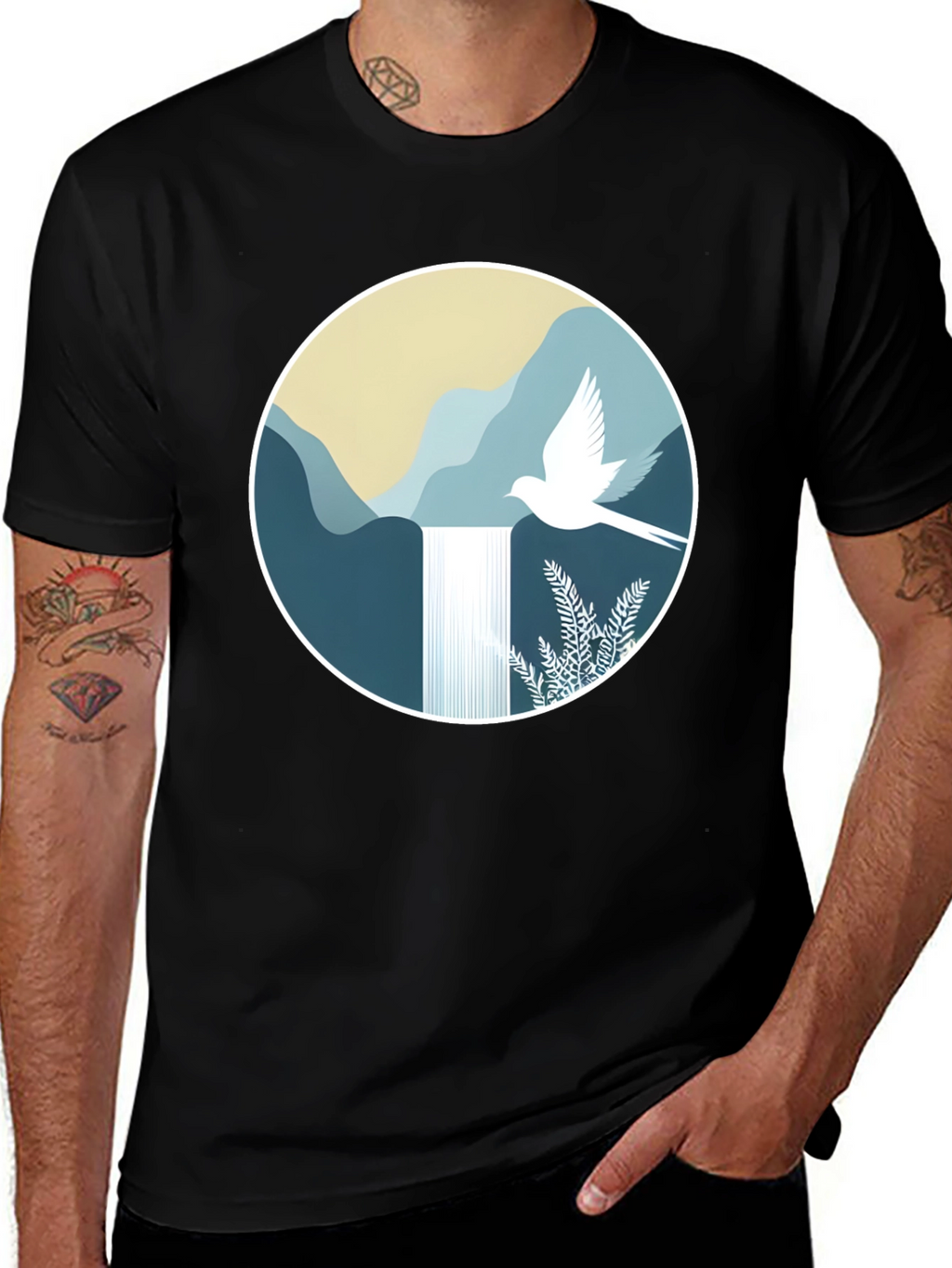 Nature Dove Graphic Tee - Mens Black T-Shirt