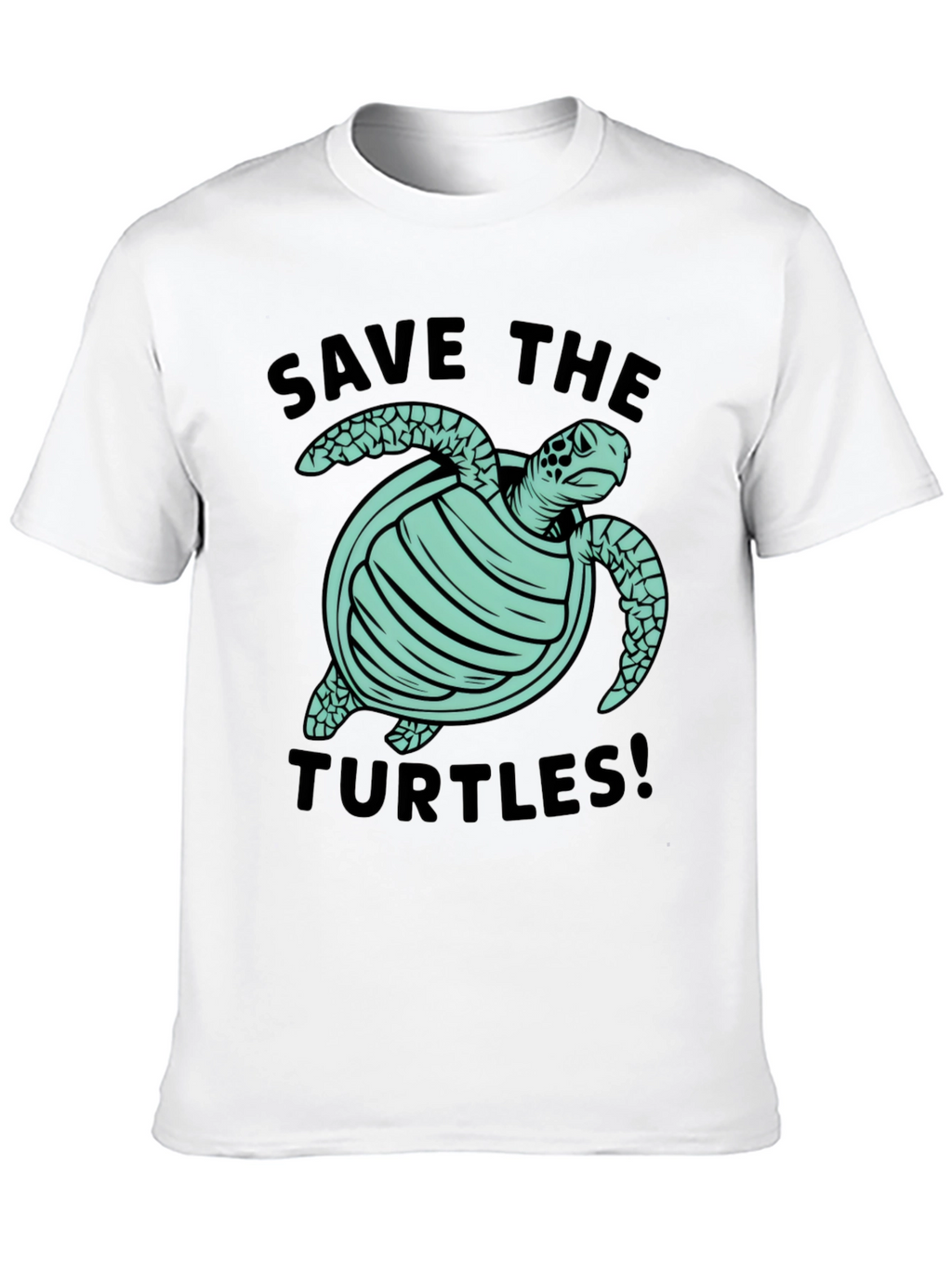 Save the Turtles Graphic Tee - Black Cotton T-Shirt