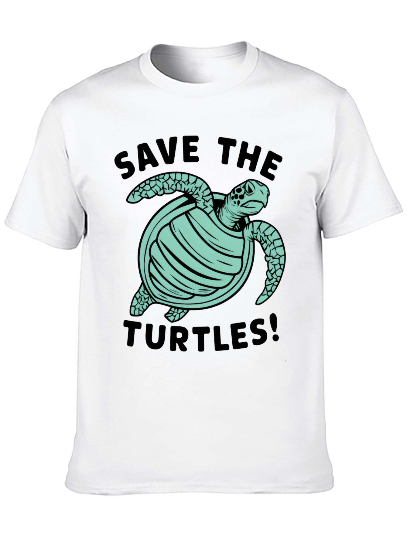 Save the Turtles Graphic Tee - Black Cotton T-Shirt