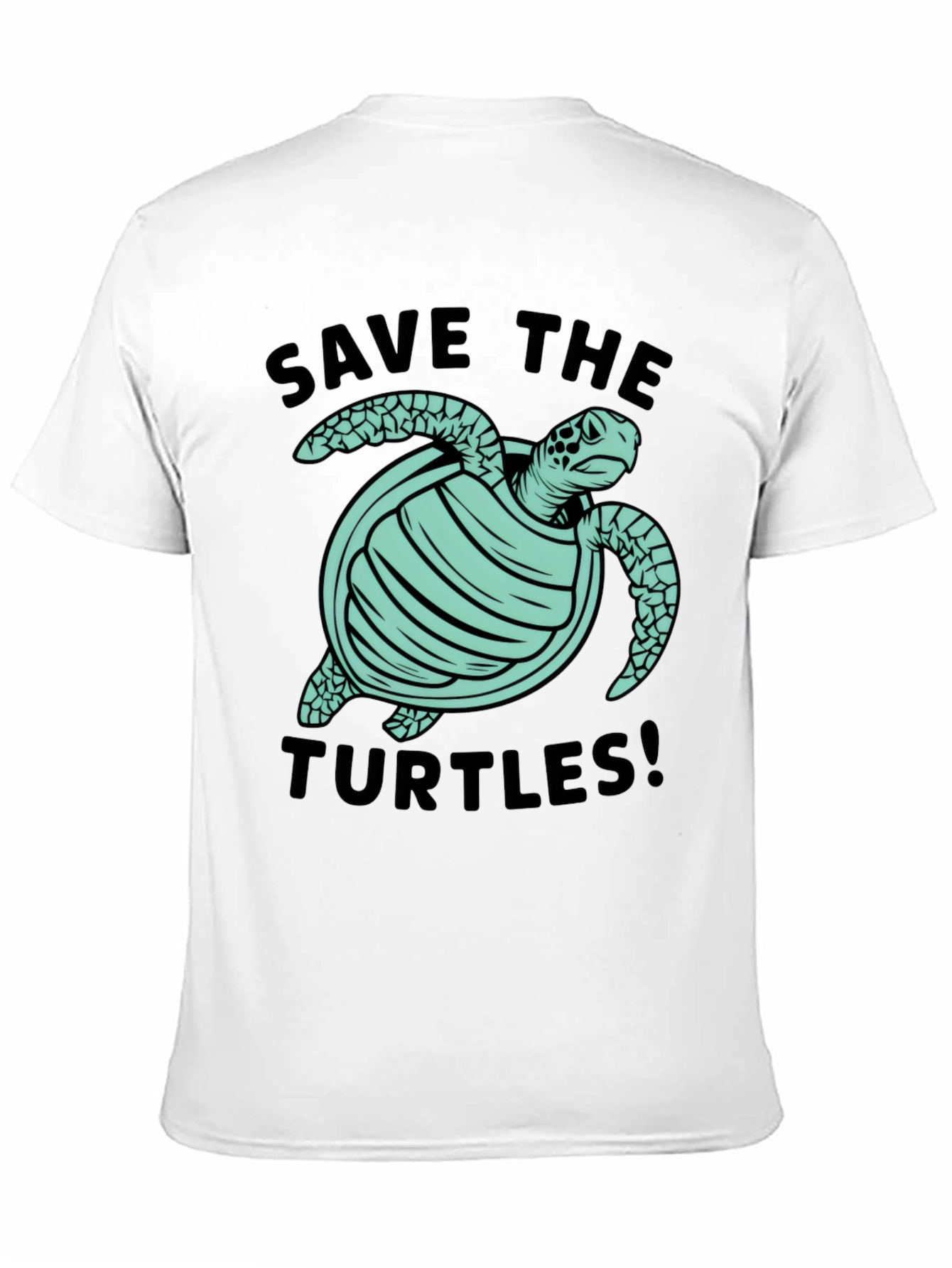Save the Turtles Graphic Tee - Black Cotton T-Shirt