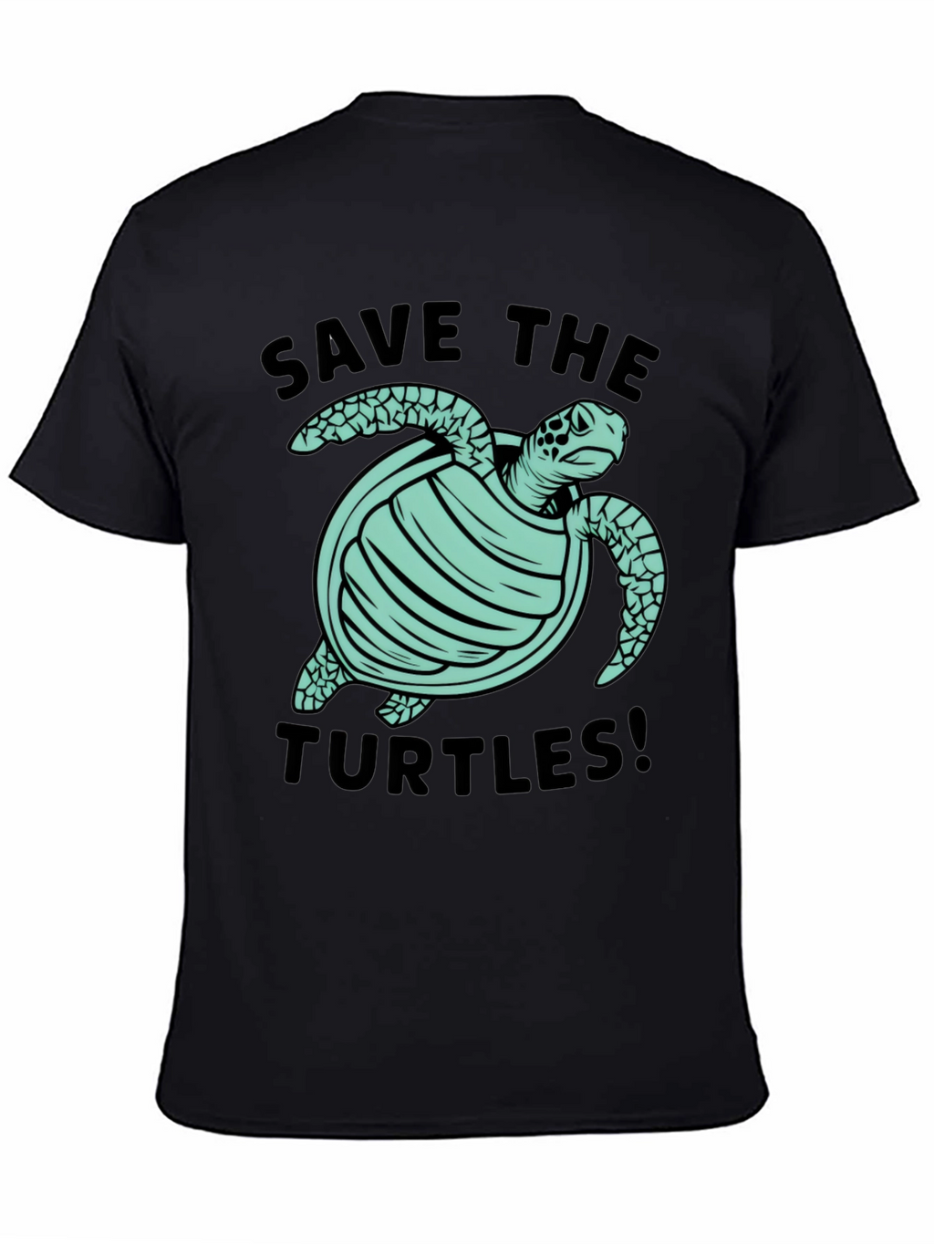 Save the Turtles Graphic Tee - Black Cotton T-Shirt