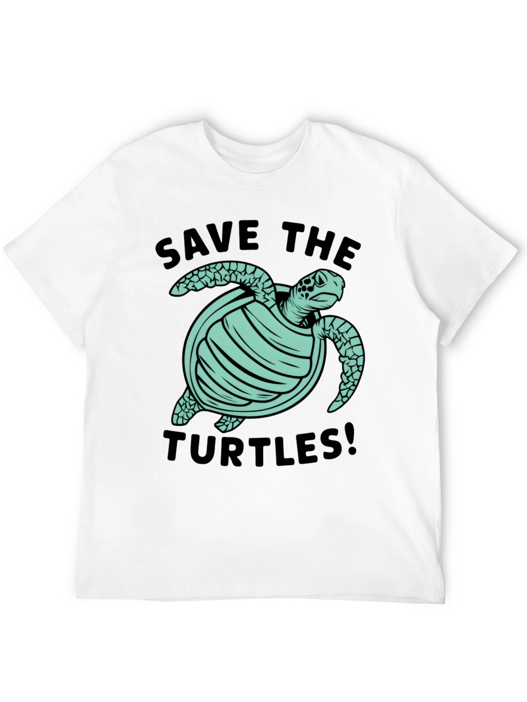 Save the Turtles Graphic Tee - Black Cotton T-Shirt