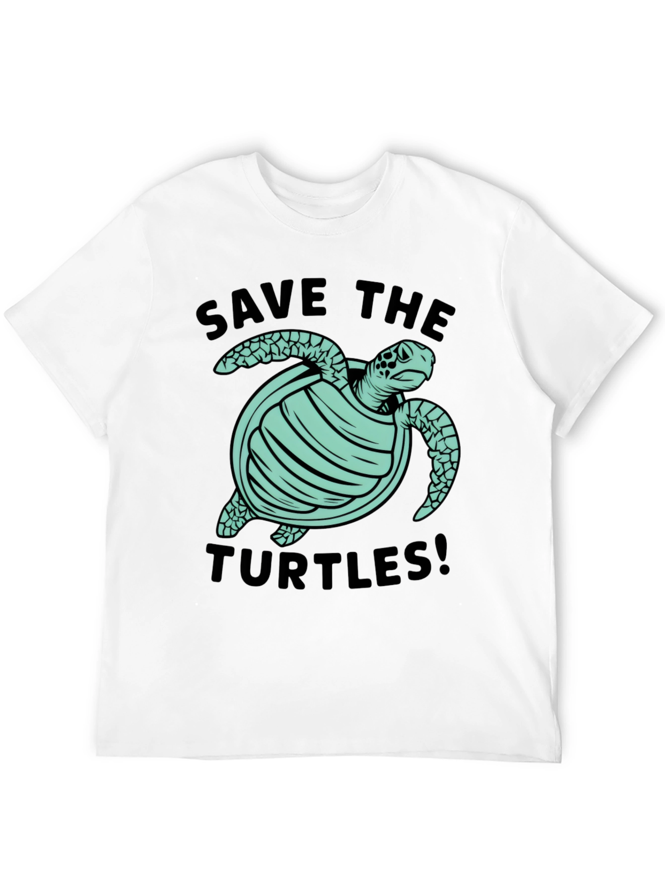 Save the Turtles Graphic Tee - Black Cotton T-Shirt