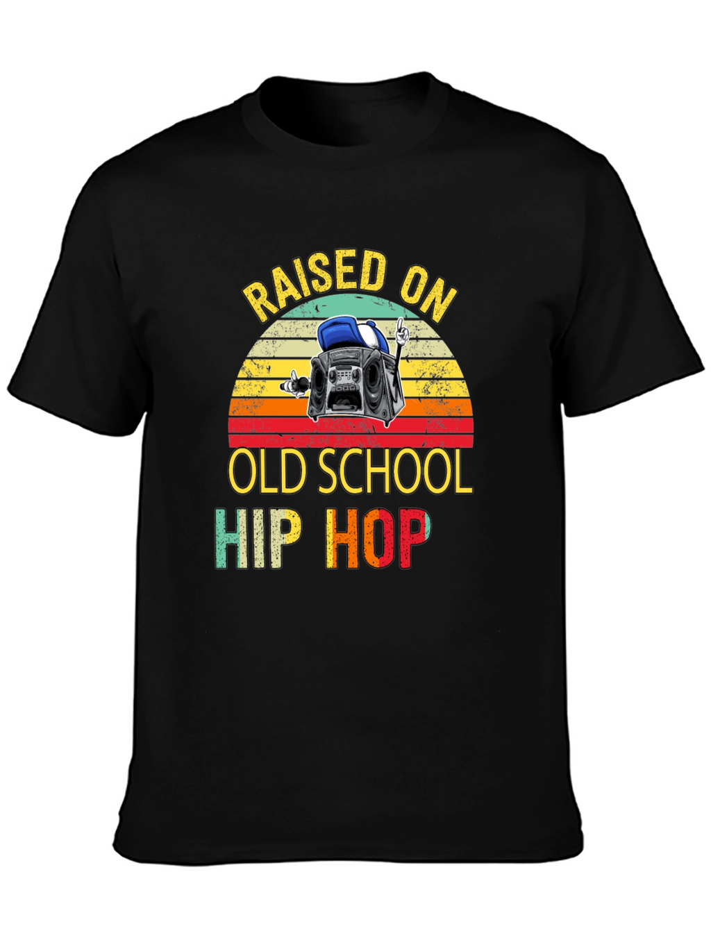 Raised on Old School Hip Hop Black T-Shirt