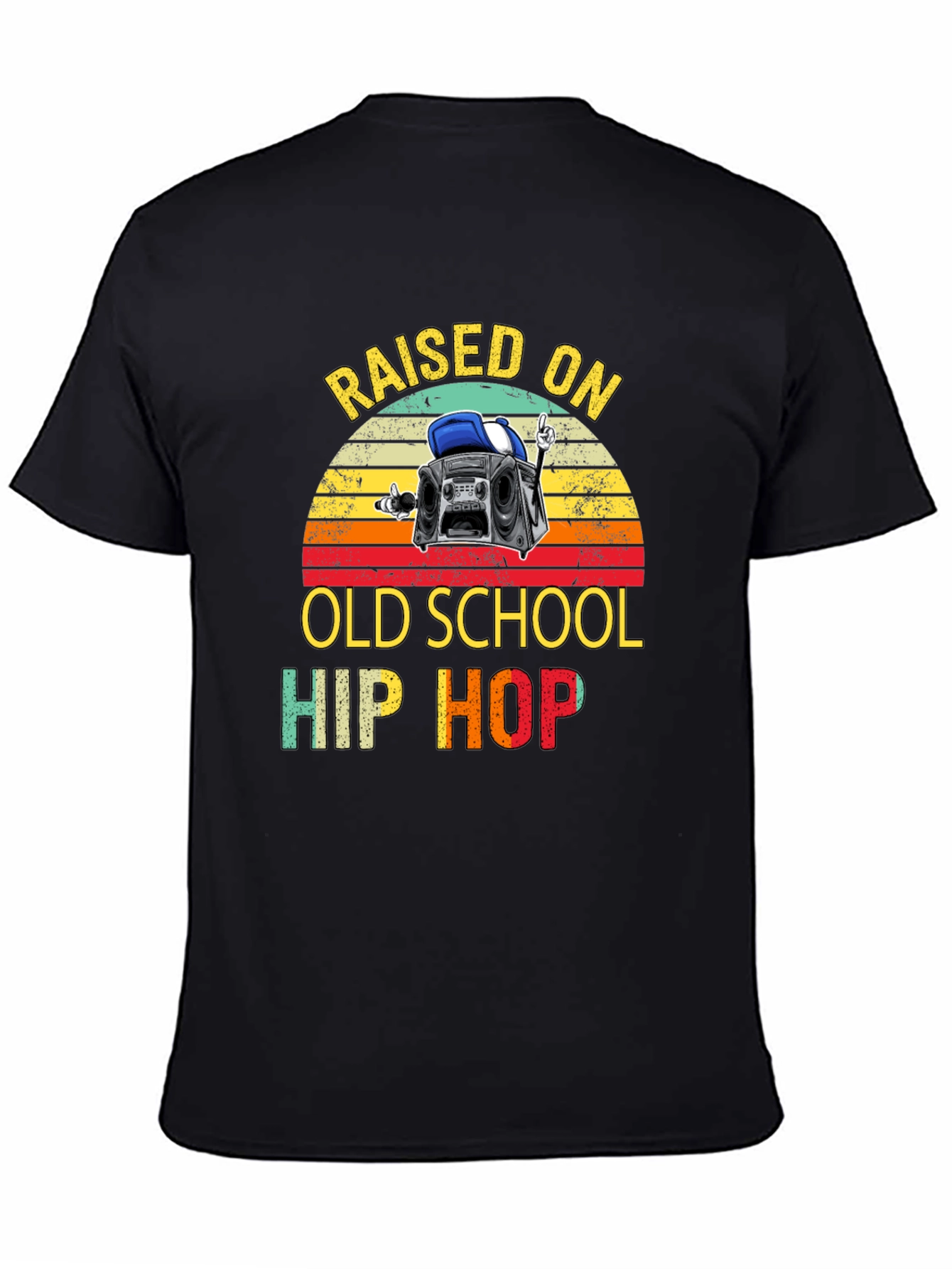 Raised on Old School Hip Hop Black T-Shirt