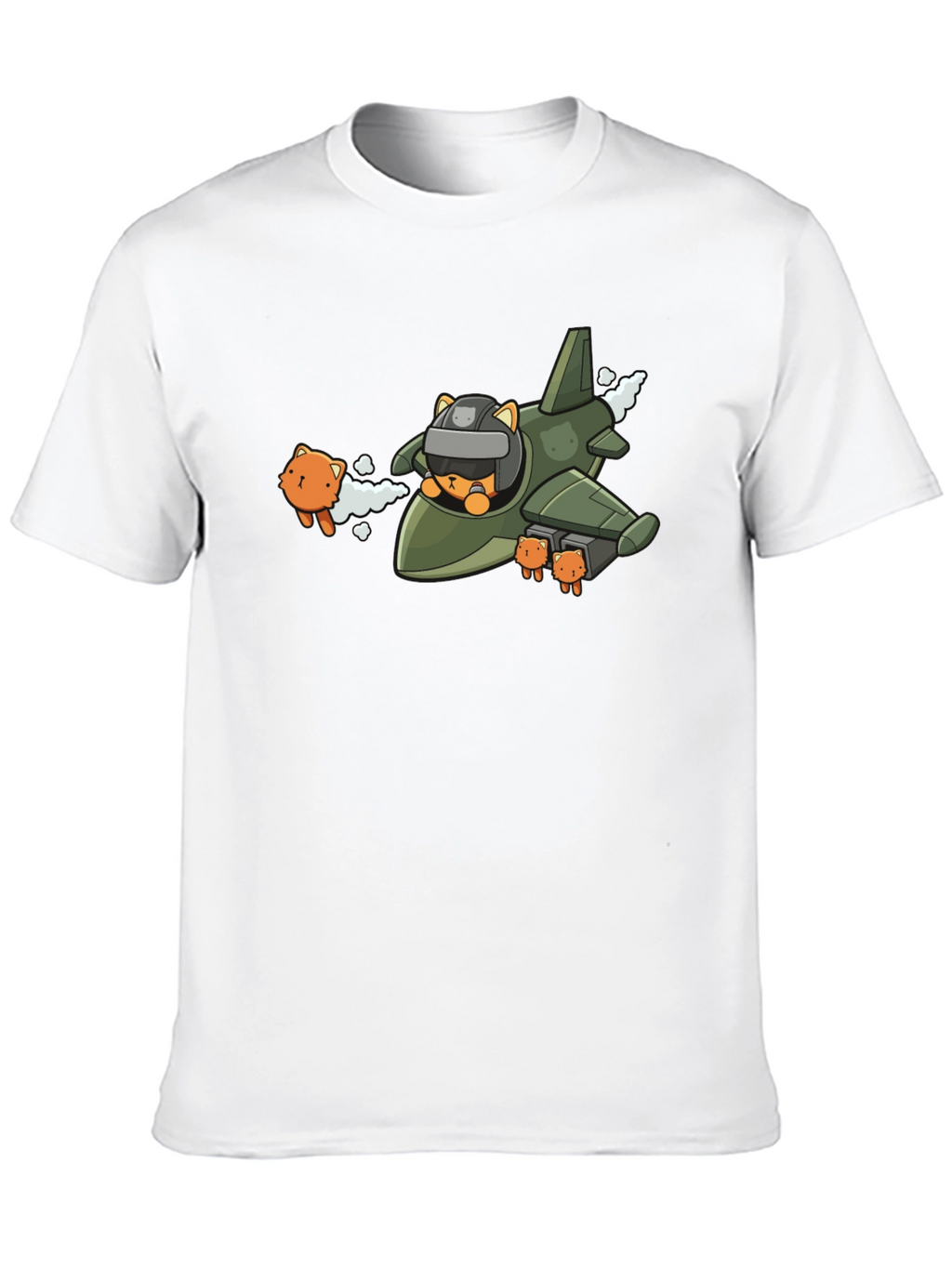 Cute Cat Pilot Black T-Shirt