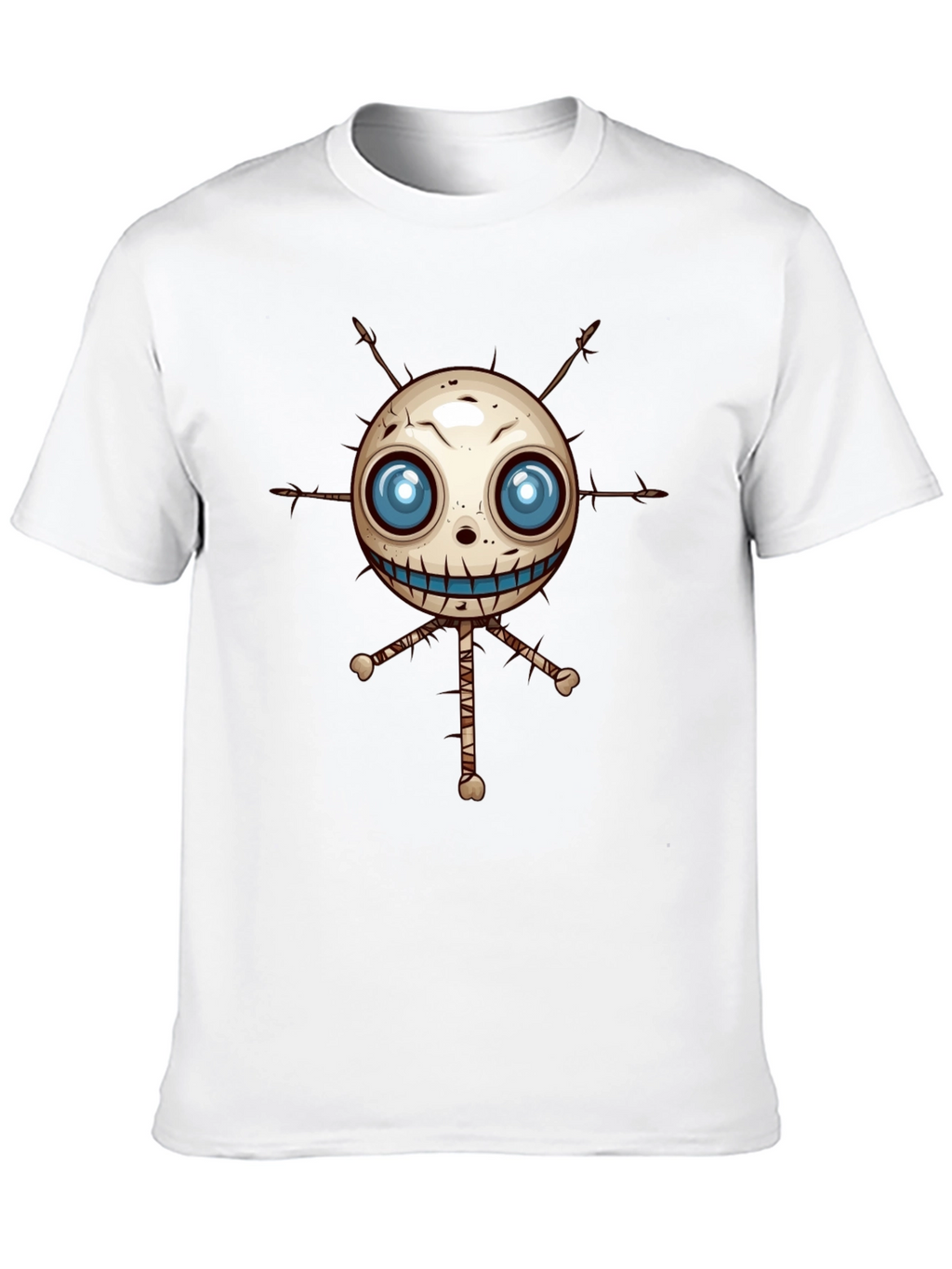 Creepy Voodoo Doll Graphic Print Black T-Shirt