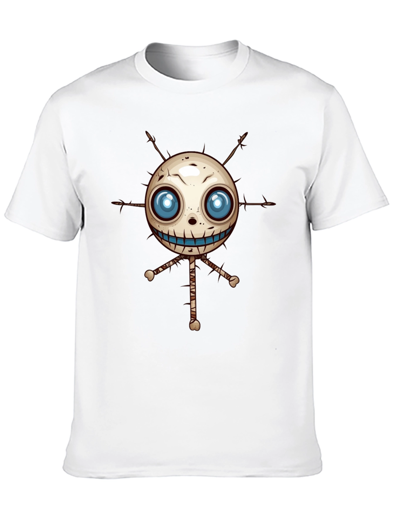 Creepy Voodoo Doll Graphic Print Black T-Shirt