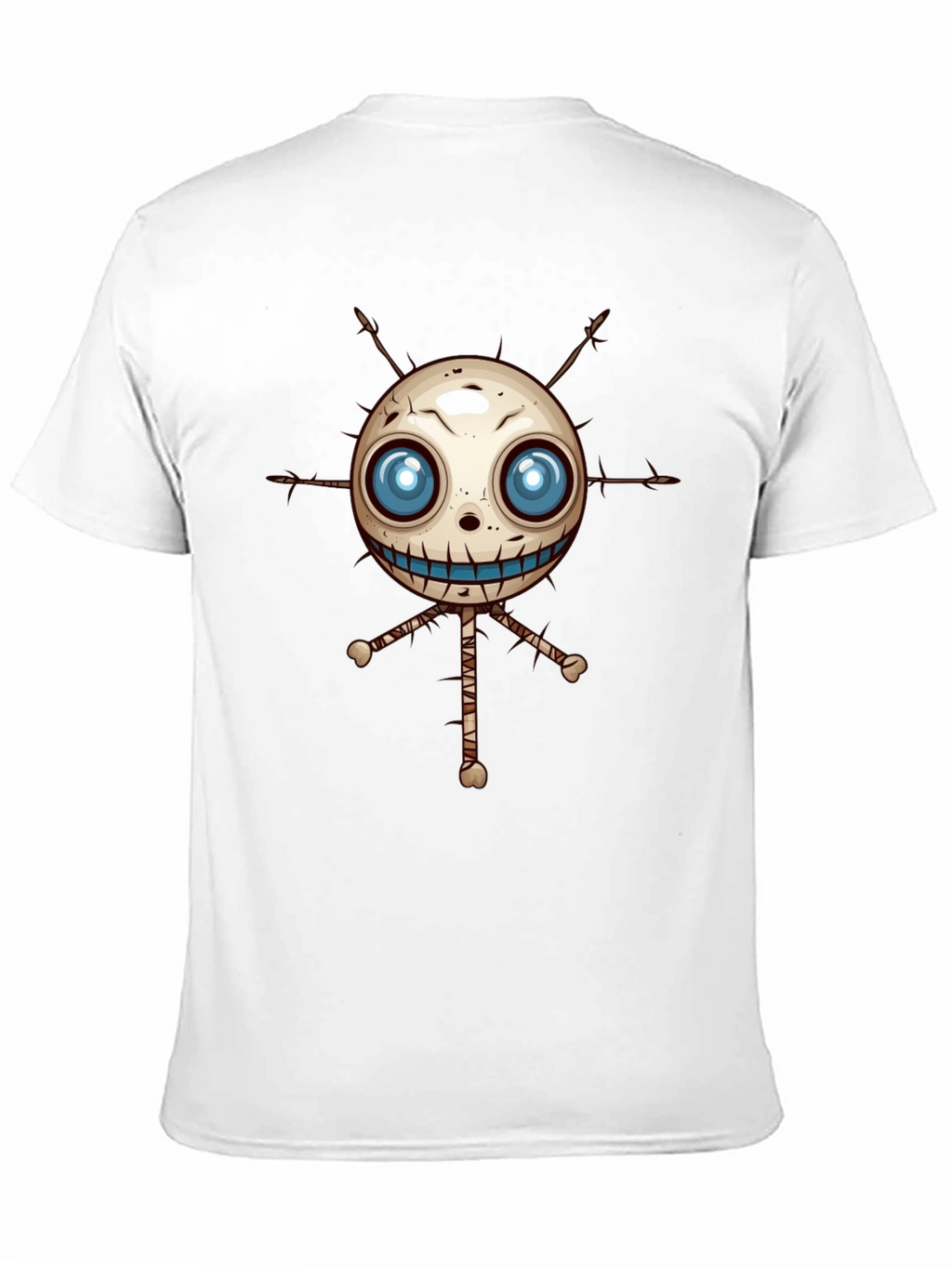 Creepy Voodoo Doll Graphic Print Black T-Shirt