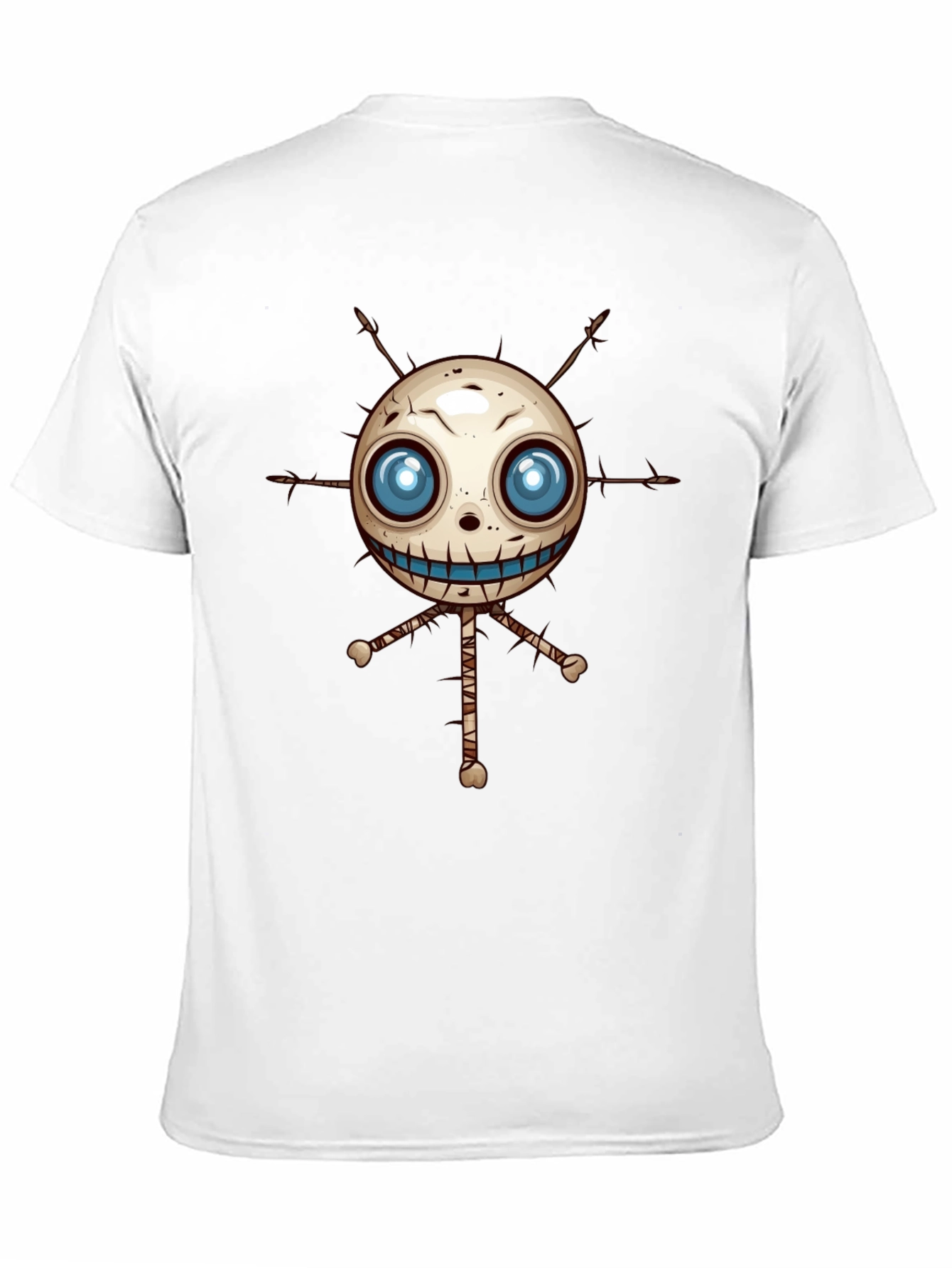 Creepy Voodoo Doll Graphic Print Black T-Shirt