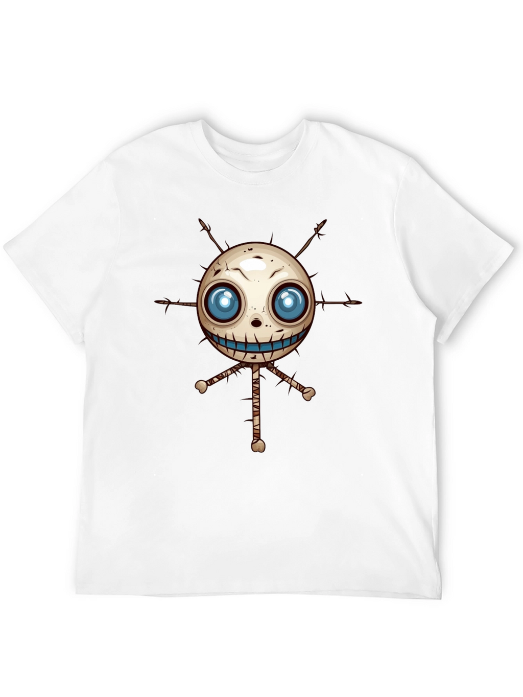 Creepy Voodoo Doll Graphic Print Black T-Shirt