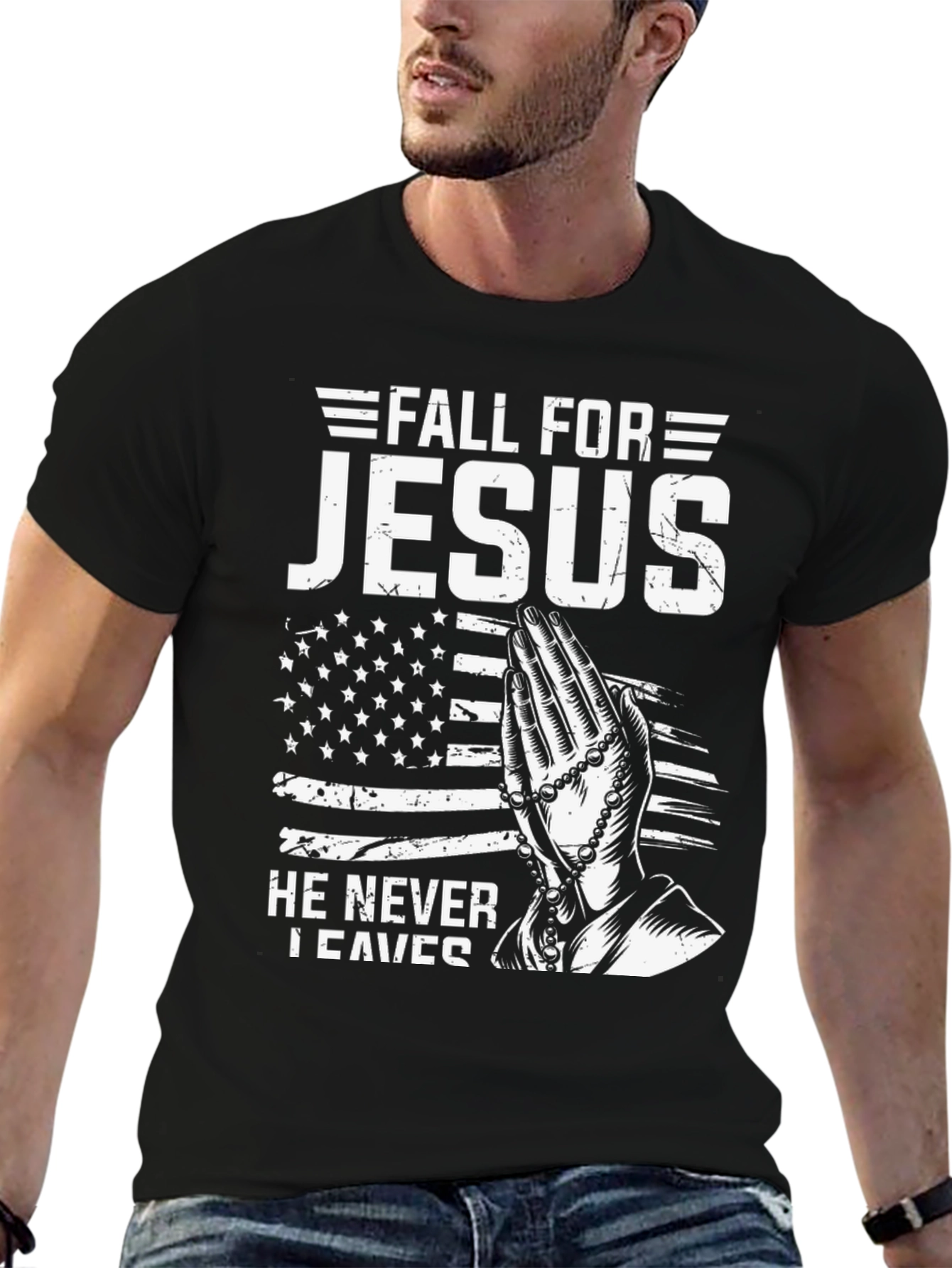 Fall For Jesus Christian T-Shirt - Never Leaves