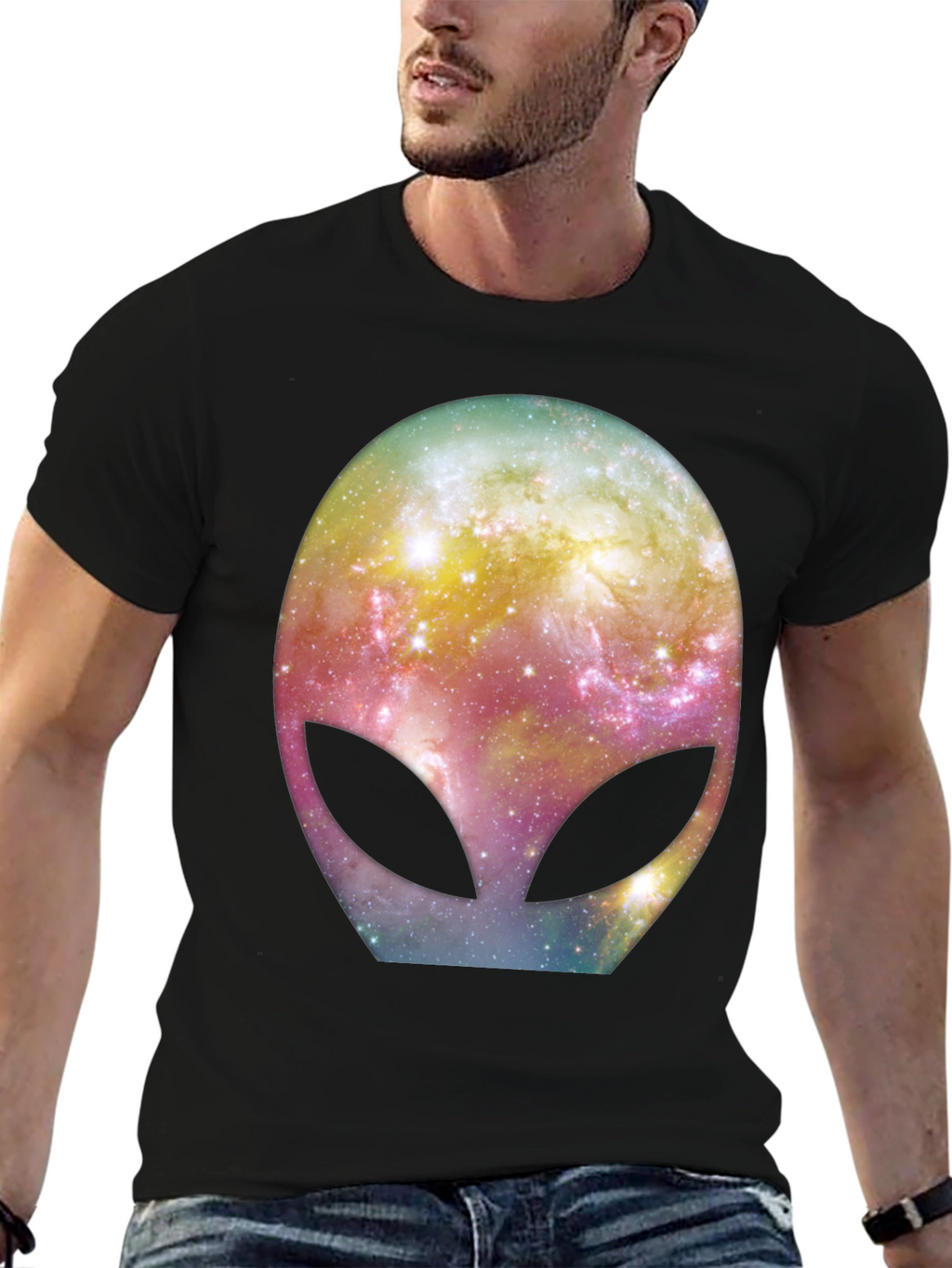 Galaxy Alien Graphic Black T-Shirt