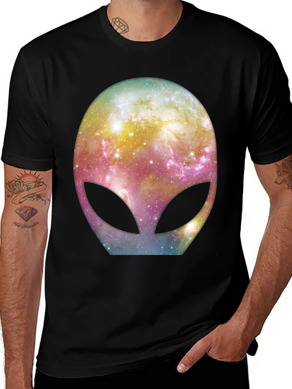 Galaxy Alien Graphic Black T-Shirt