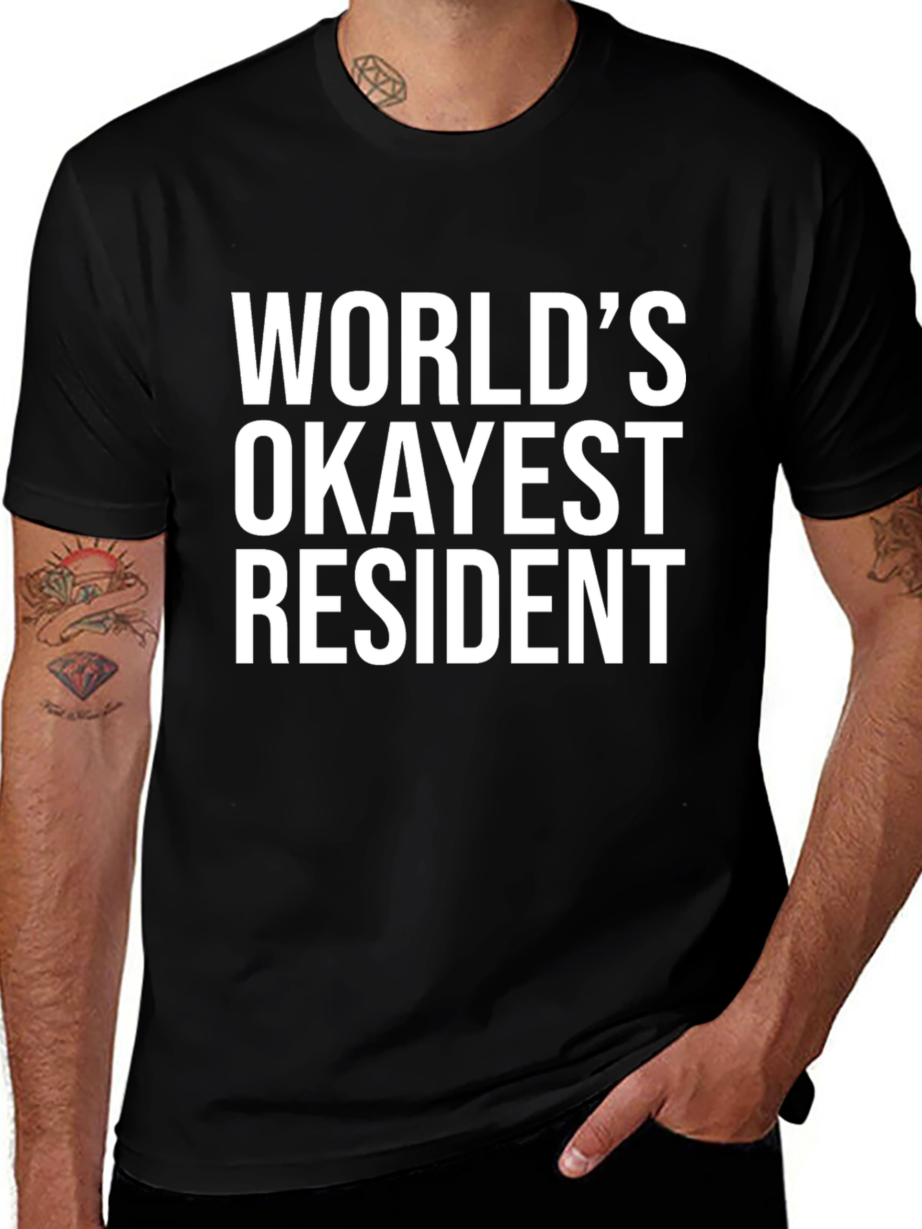 Worlds Okayest Resident Black T-Shirt