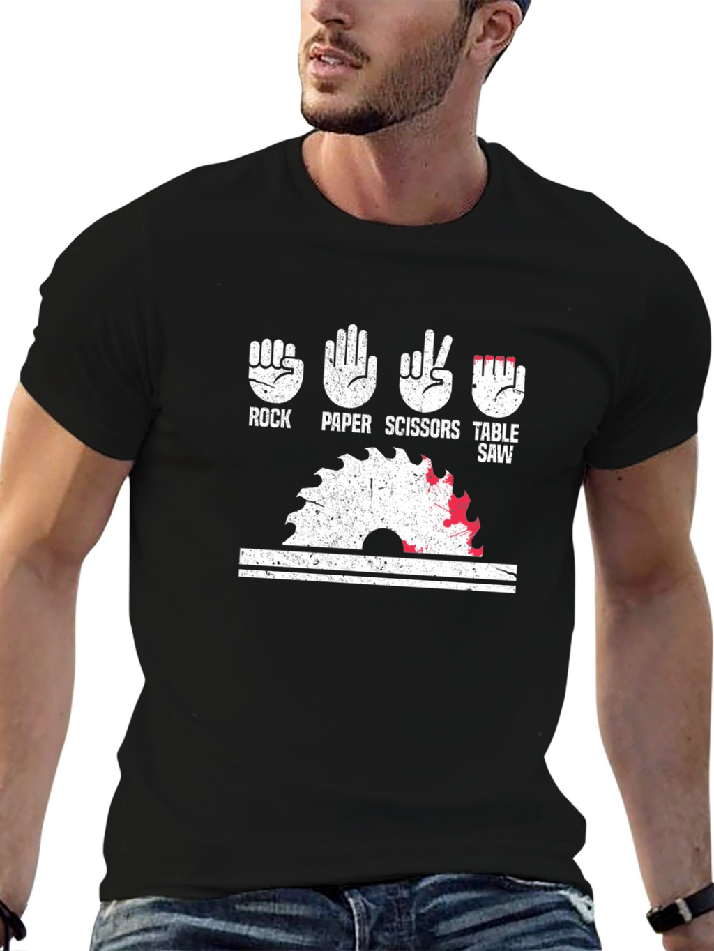Rock Paper Scissors Table Saw Funny T-Shirt