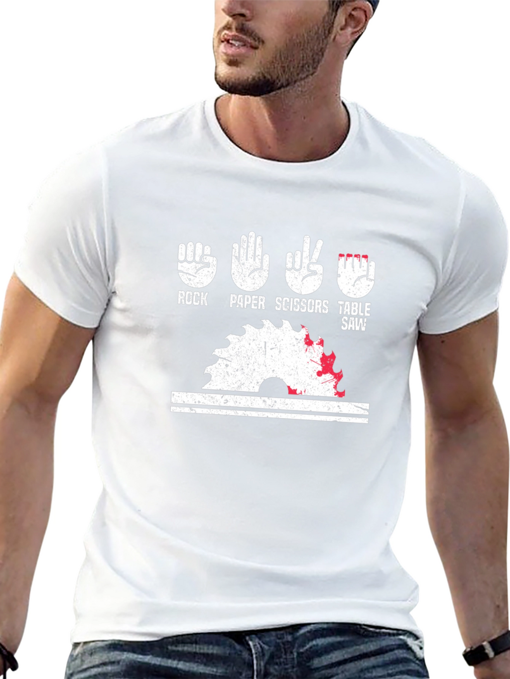 Rock Paper Scissors Table Saw Funny T-Shirt