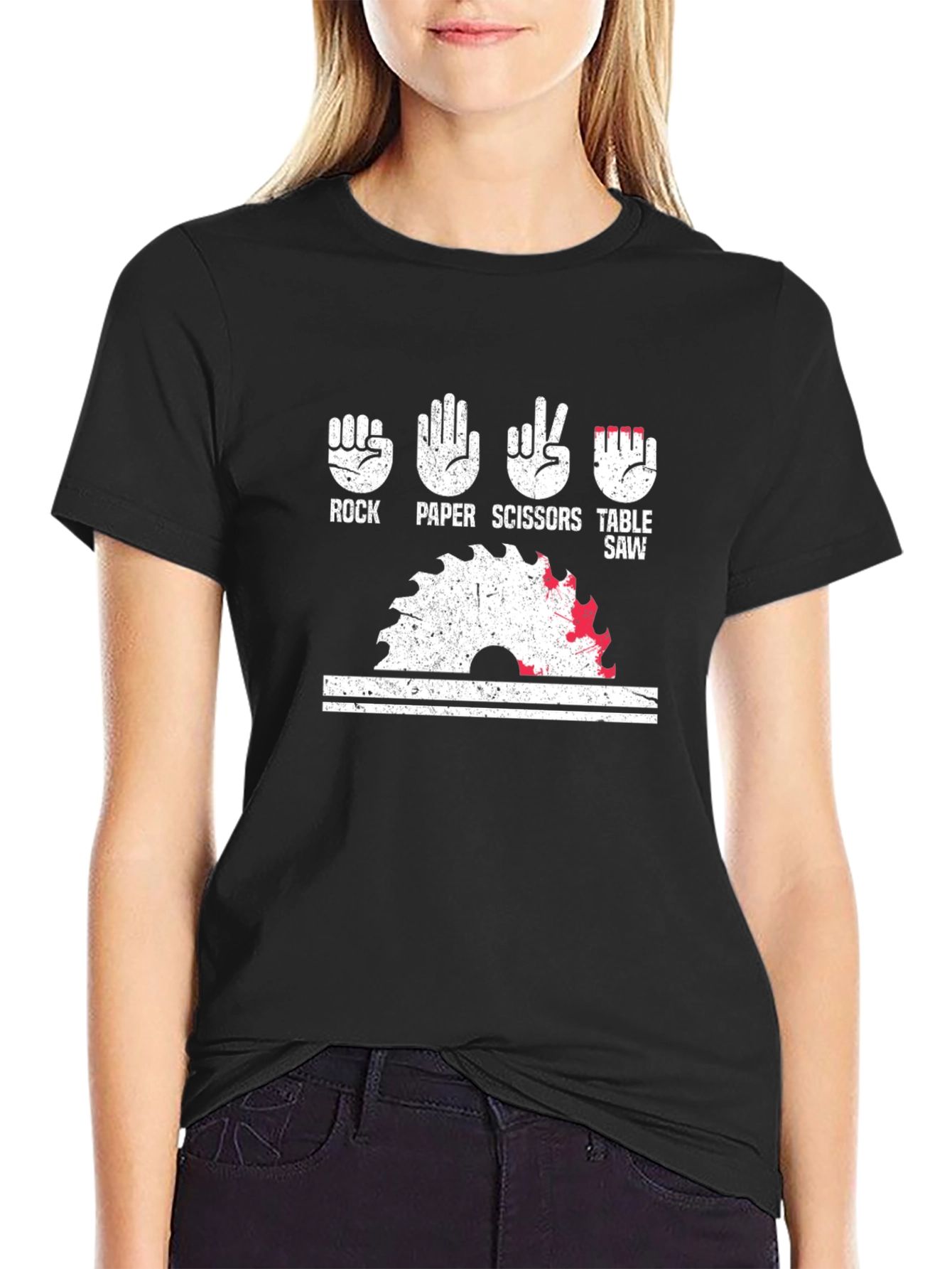 Rock Paper Scissors Table Saw Funny T-Shirt
