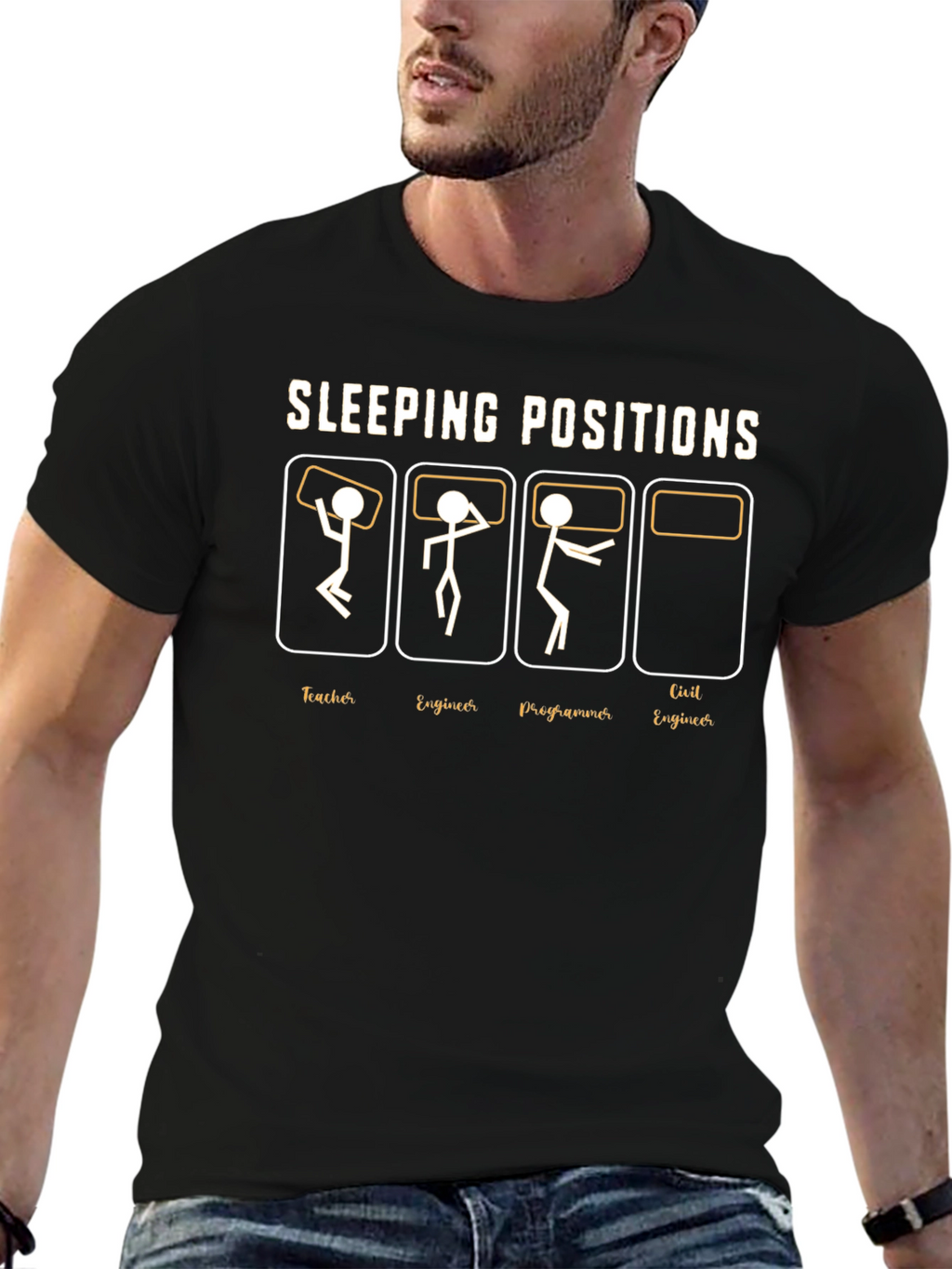 Sleeping Positions Funny T-Shirt