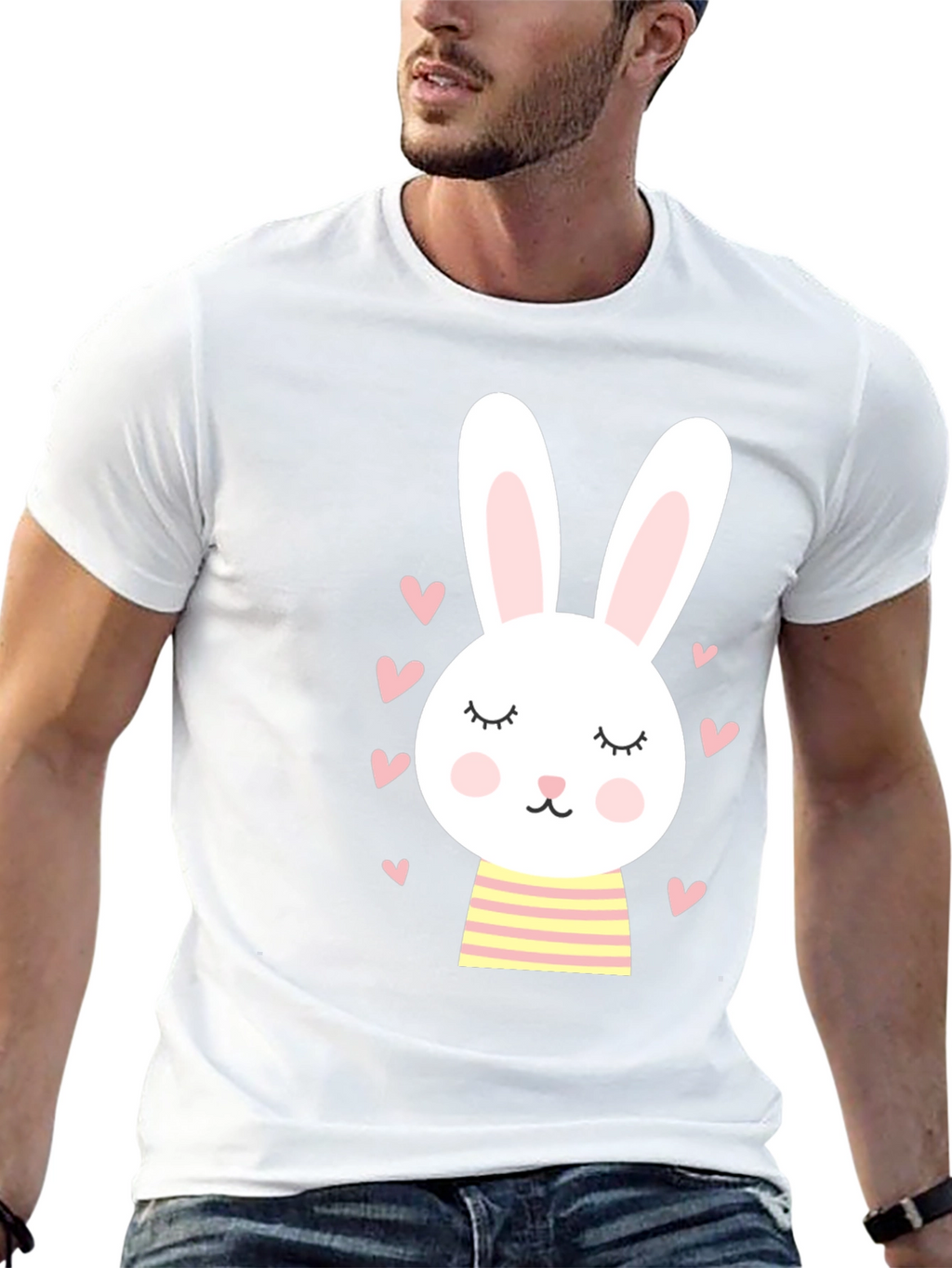 Cute Bunny Graphic Tee - Soft Cotton Blend