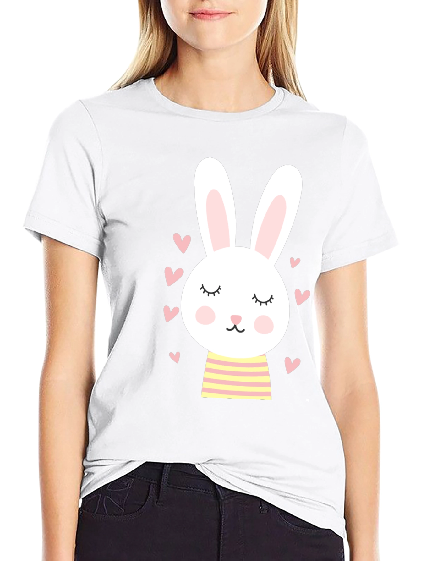Cute Bunny Graphic Tee - Soft Cotton Blend