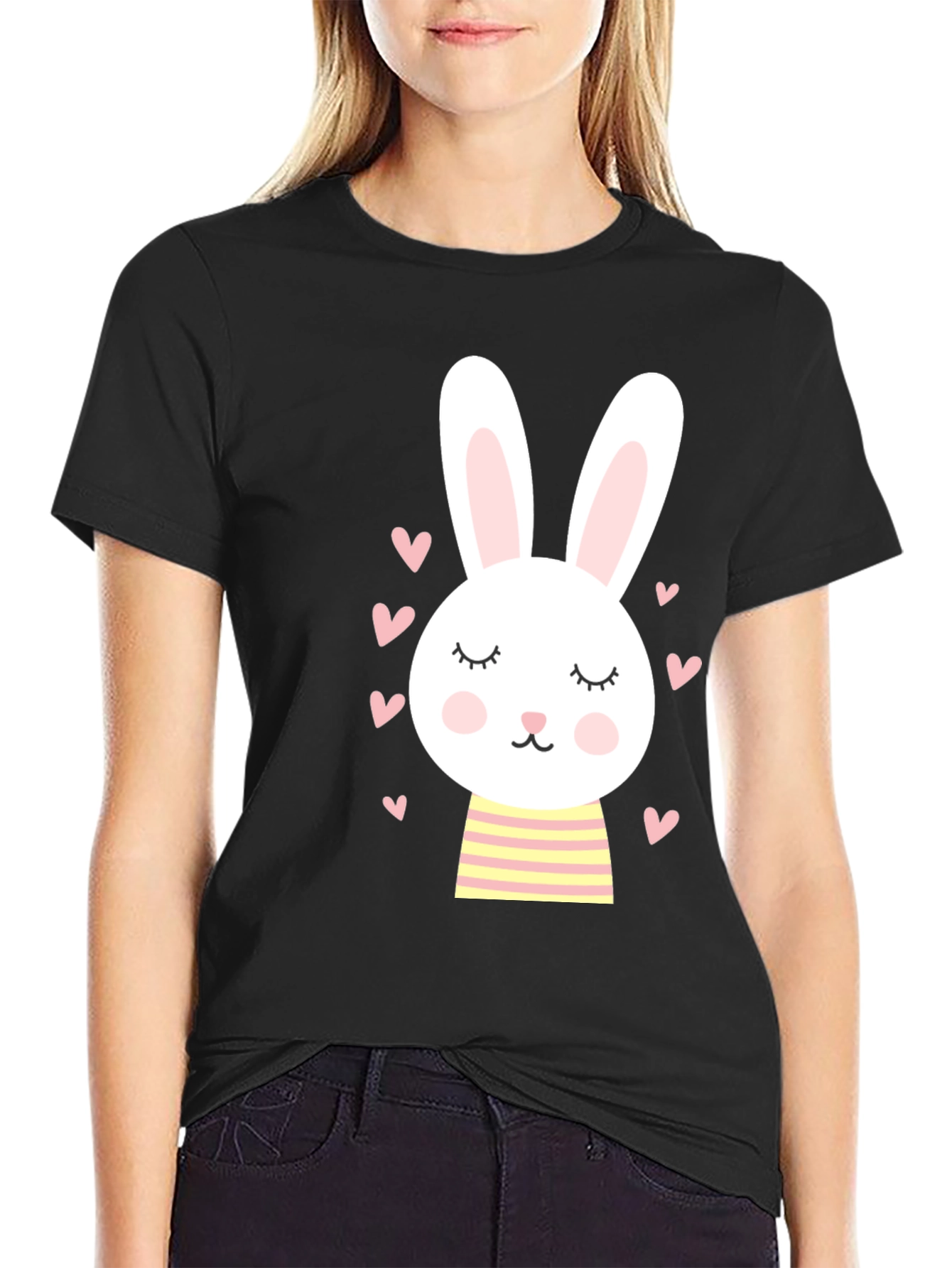 Cute Bunny Graphic Tee - Soft Cotton Blend