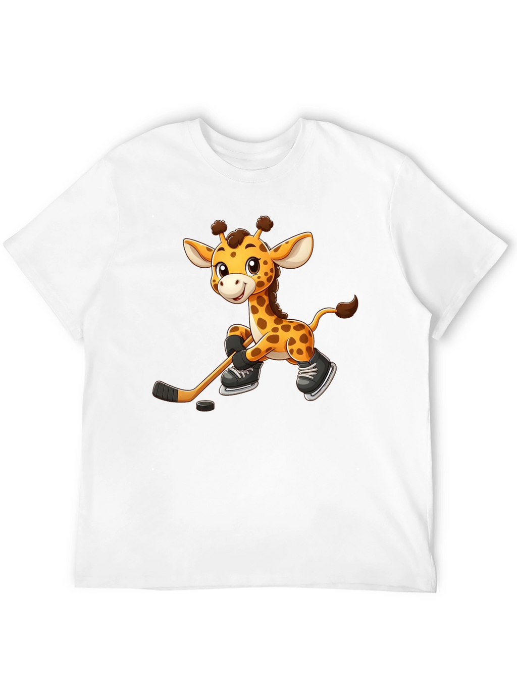 Giraffe Hockey Player Black T-Shirt