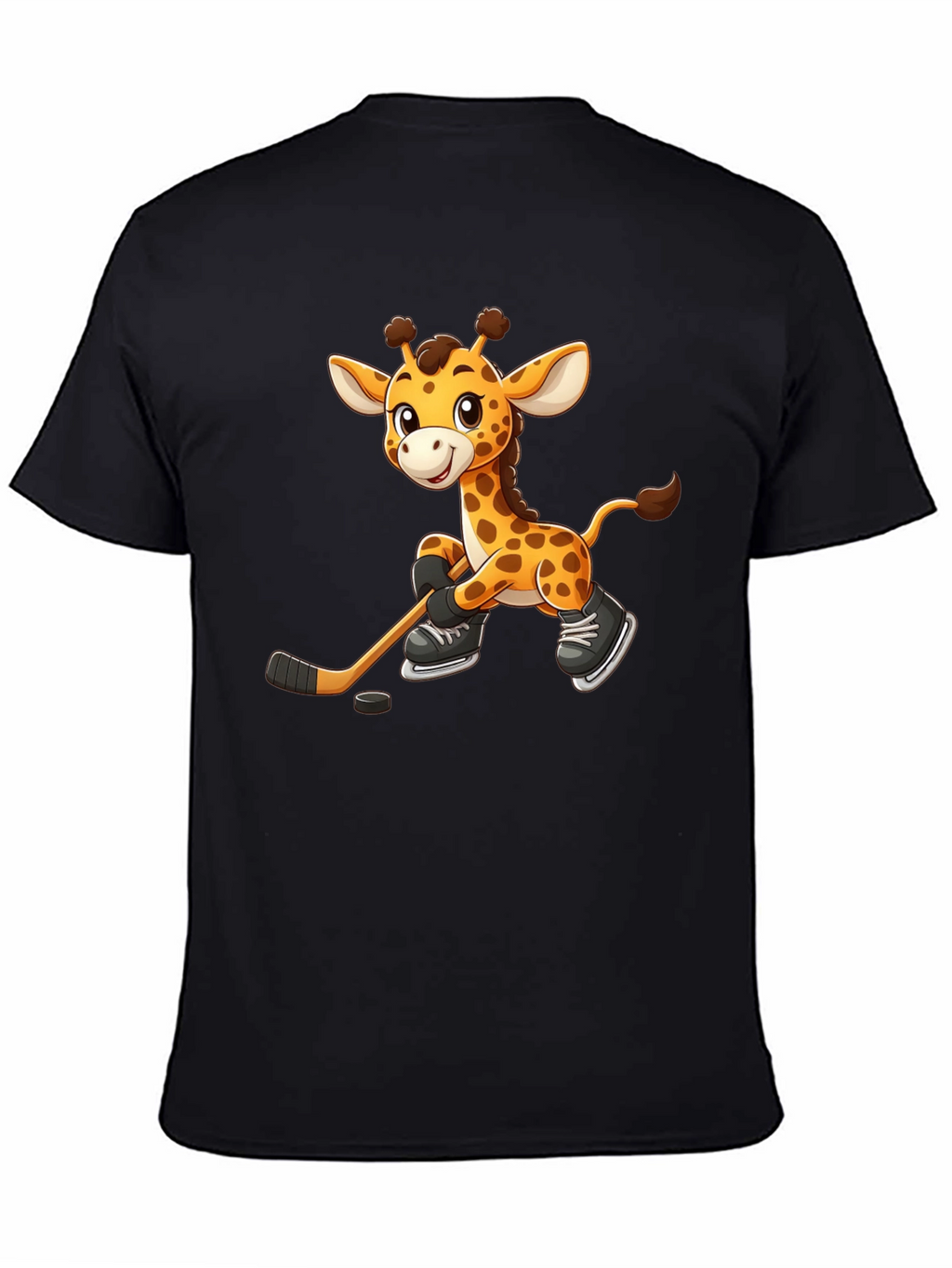 Giraffe Hockey Player Black T-Shirt