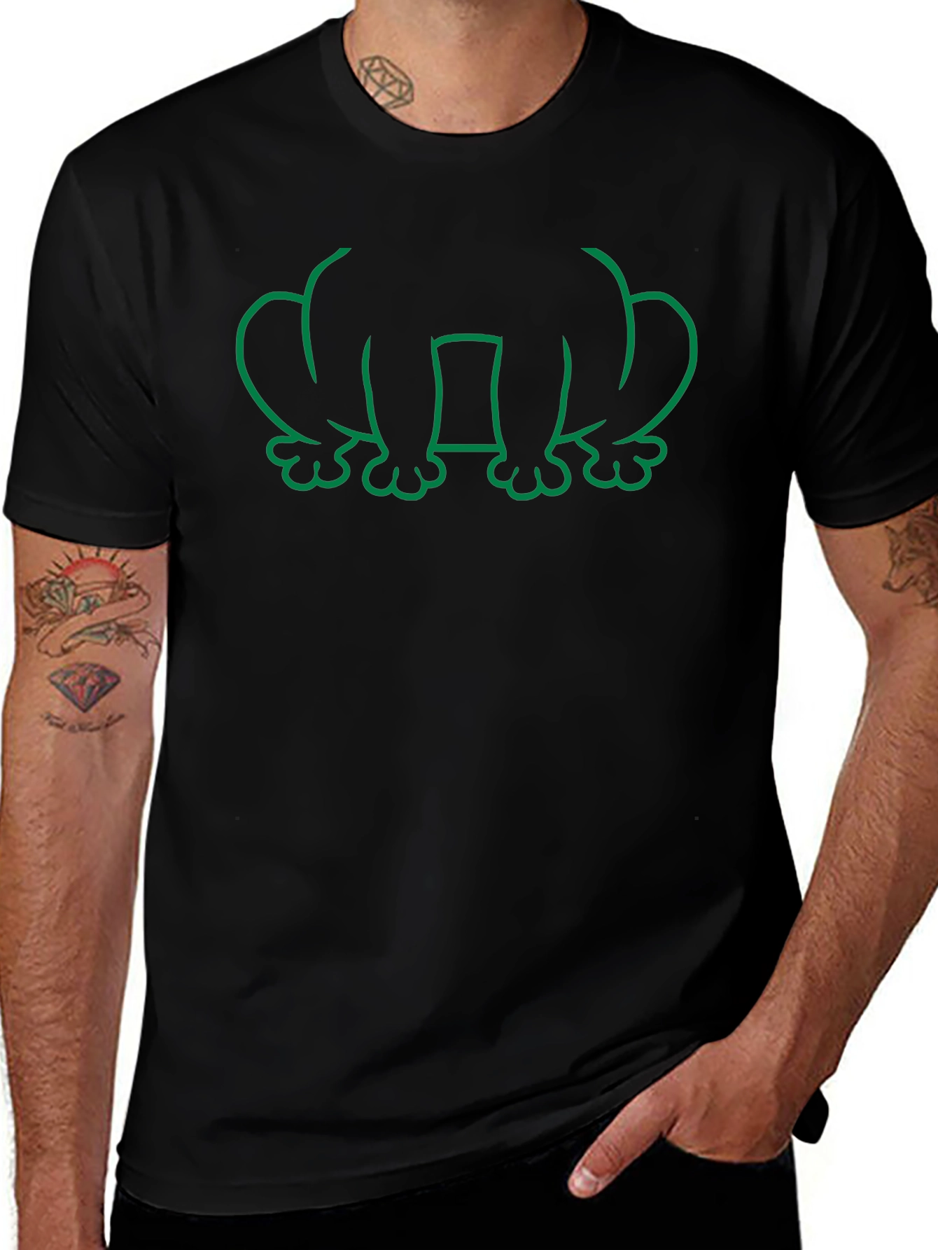 Frog Outline Graphic Tee - Black Cotton T-Shirt