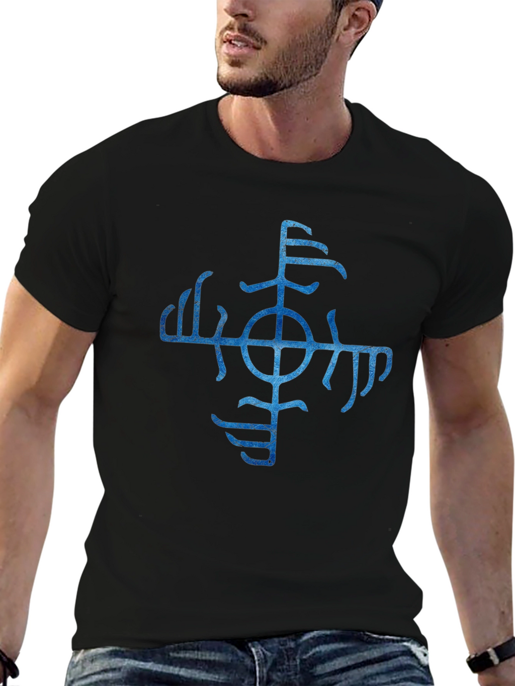 Vegvisir Compass Black T-Shirt Norse Viking Runes