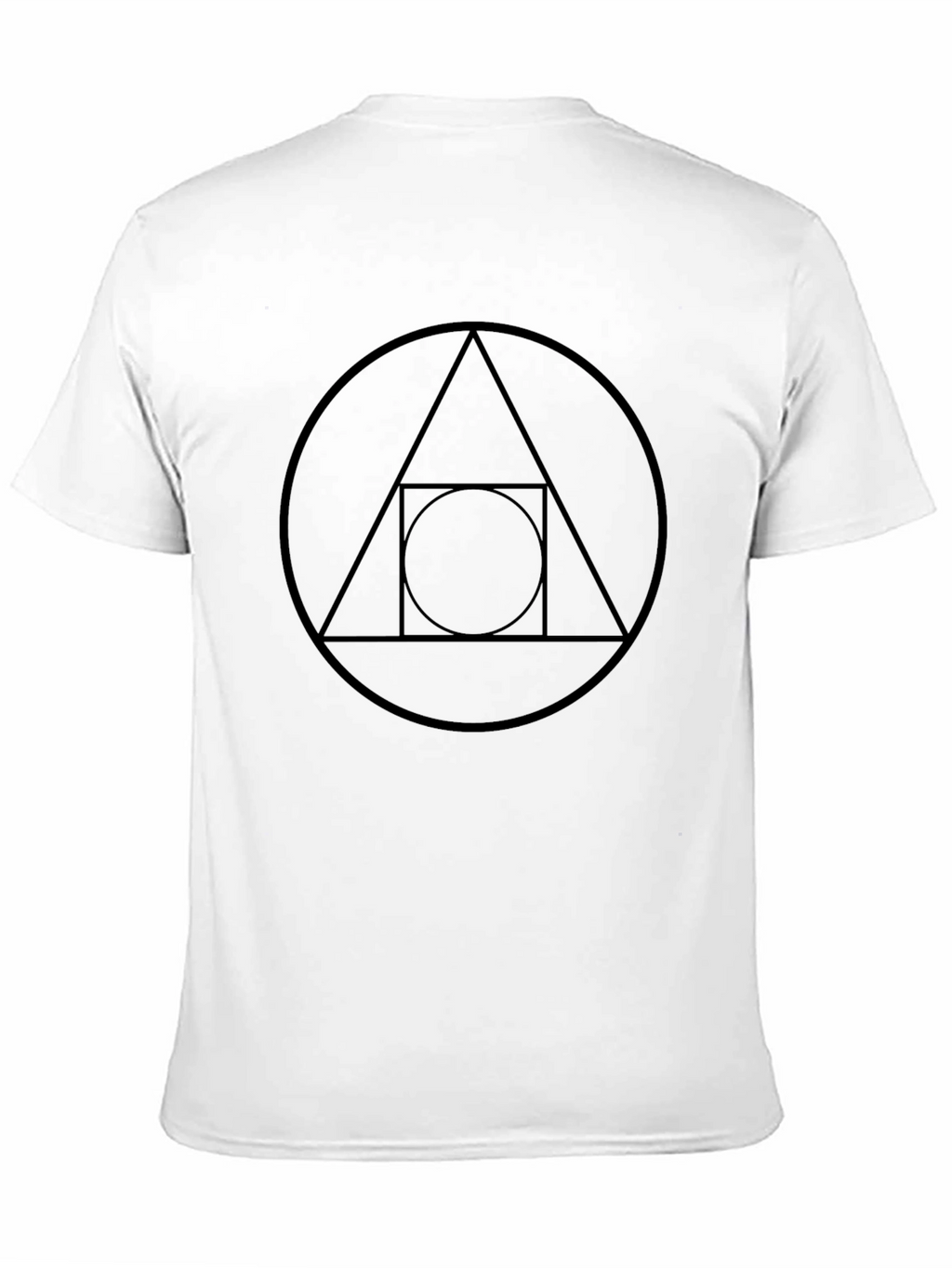 Geometric Black Tee - Circle Square Triangle Design
