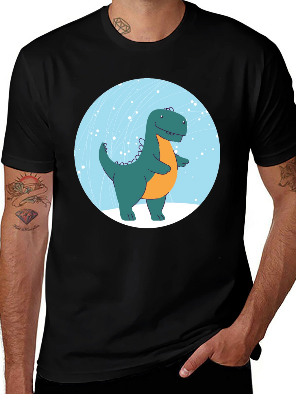 Dinosaur Graphic Print Black T-Shirt